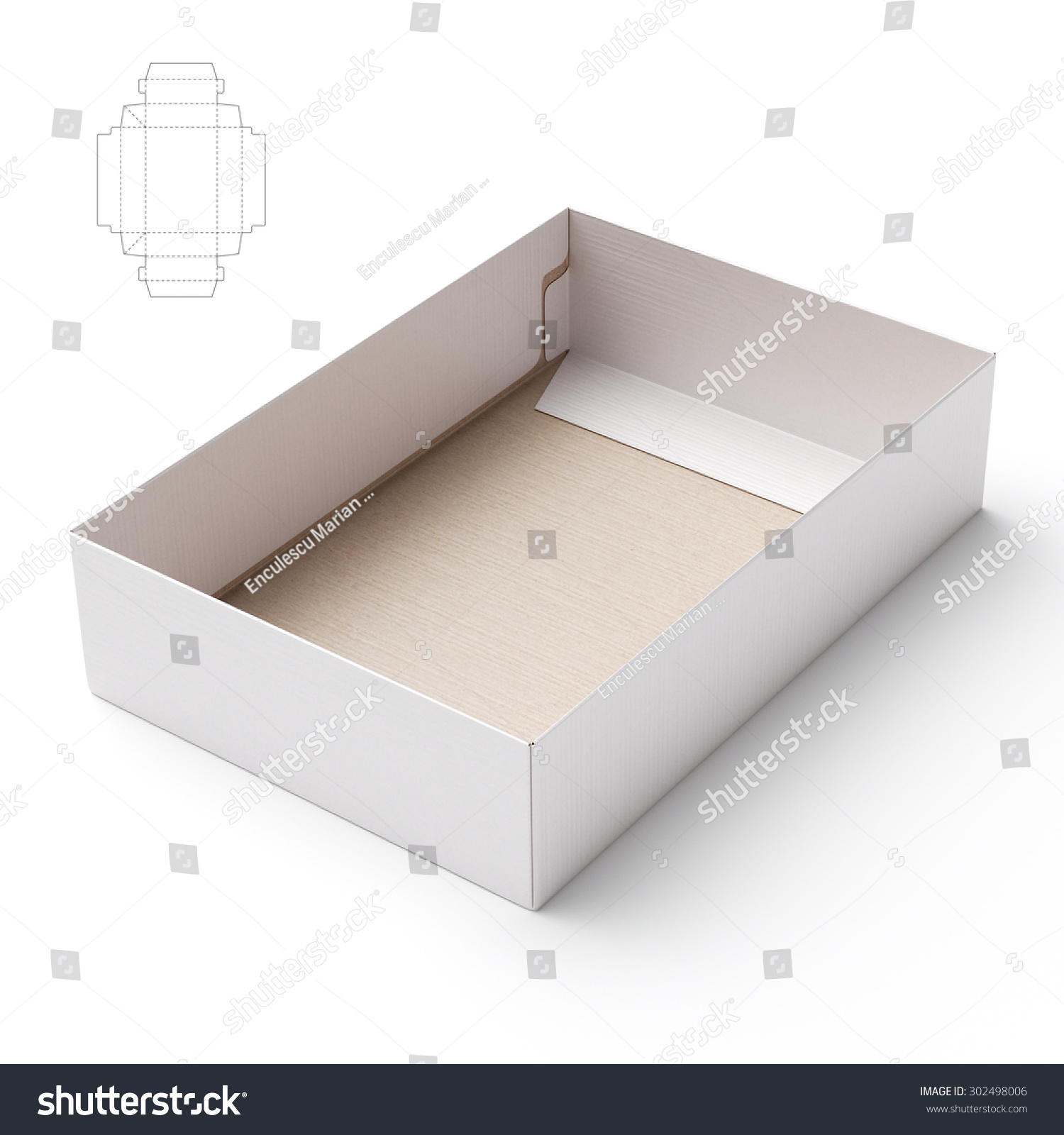 Cardboard Tray Box With Blueprint Template Stock Photo 302498006 ...