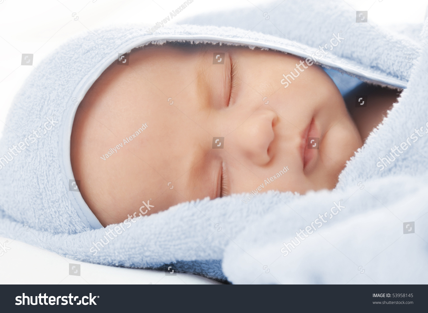 Carefree Sleeping Little Baby Bath Towel Stock Photo Edit Now 53958145