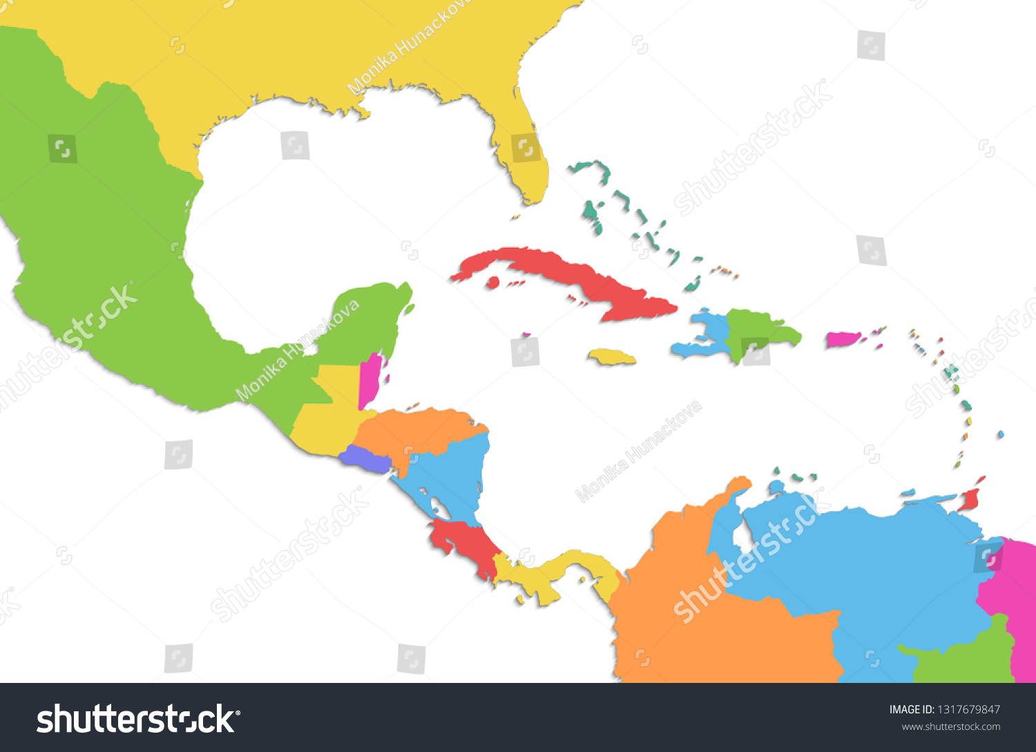 A Blank Map Of The Caribbean Caribbean Islands Central America Map New Stock Illustration 1317679847 |  Shutterstock