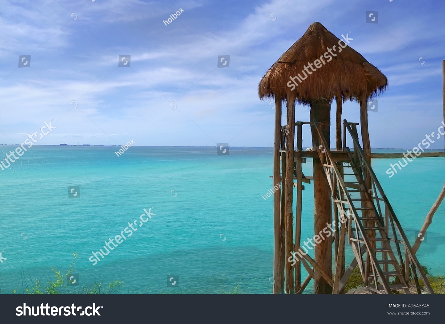 Caribbean Sea Wooden Cabin Tower Paradise Stock Photo Edit Now