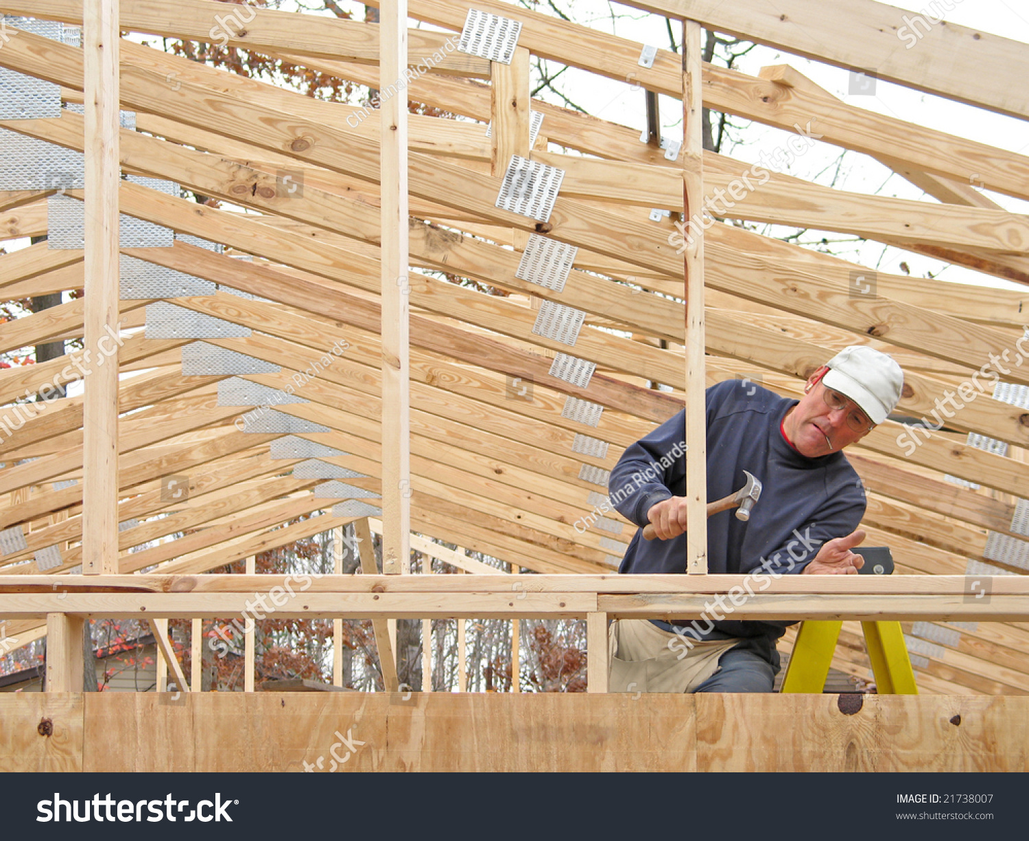 Carpenter Framing Gable End Many Roof Stock Photo Shutterstock