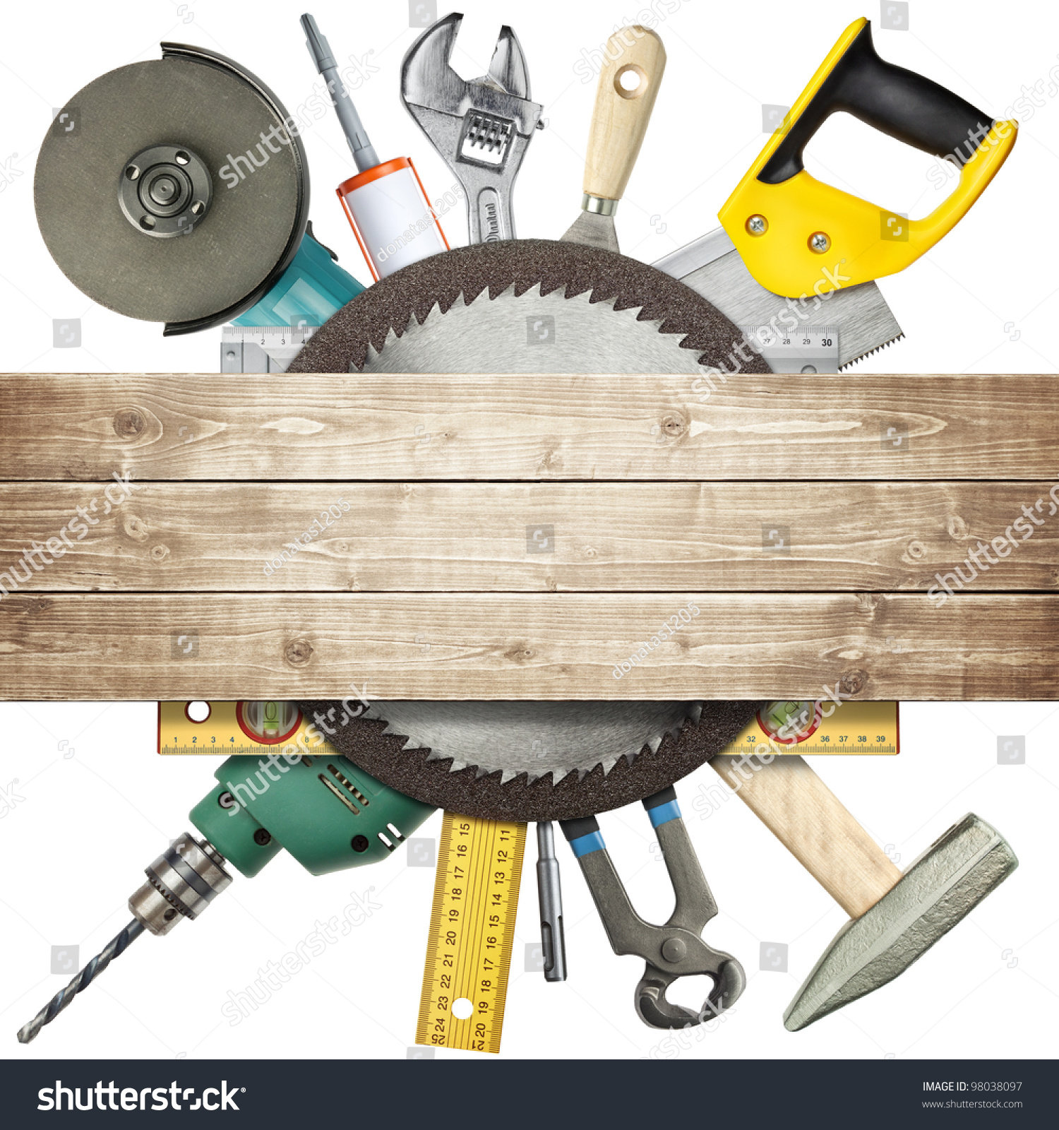 Carpentry Construction Hardware Tools Collage Stock Photo ...