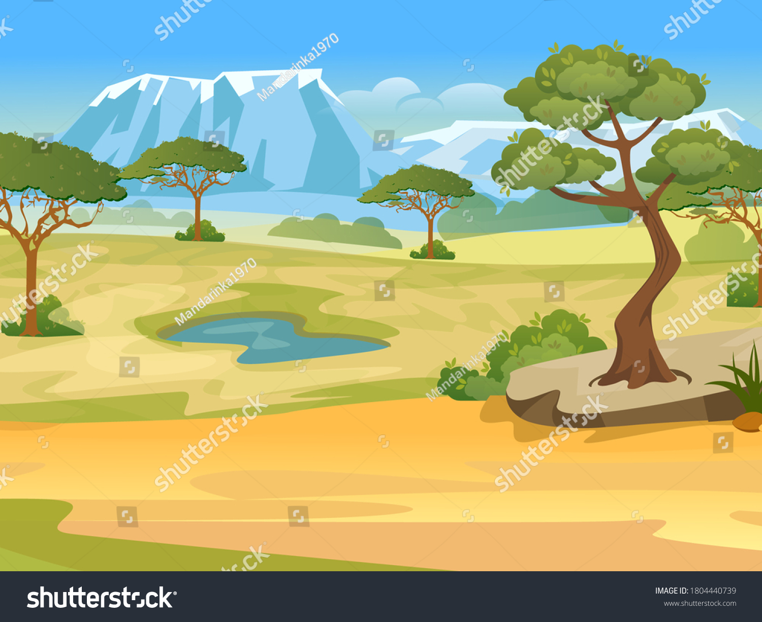 Cartoon African Landscape Nature Africa Safari Stock Illustration ...