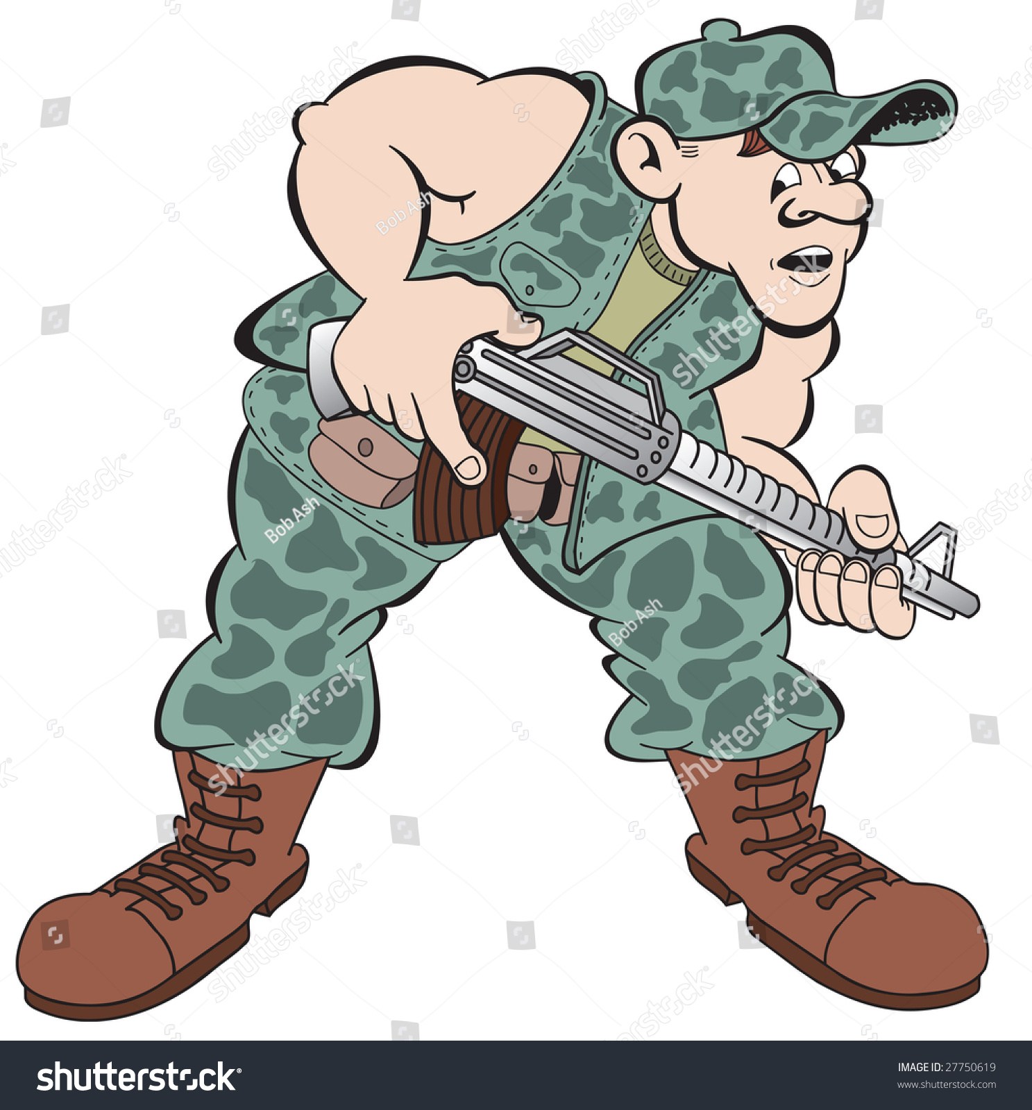 Cartoon Art Man Dressed Camouflage Outfit Stock Illustration 27750619 ...