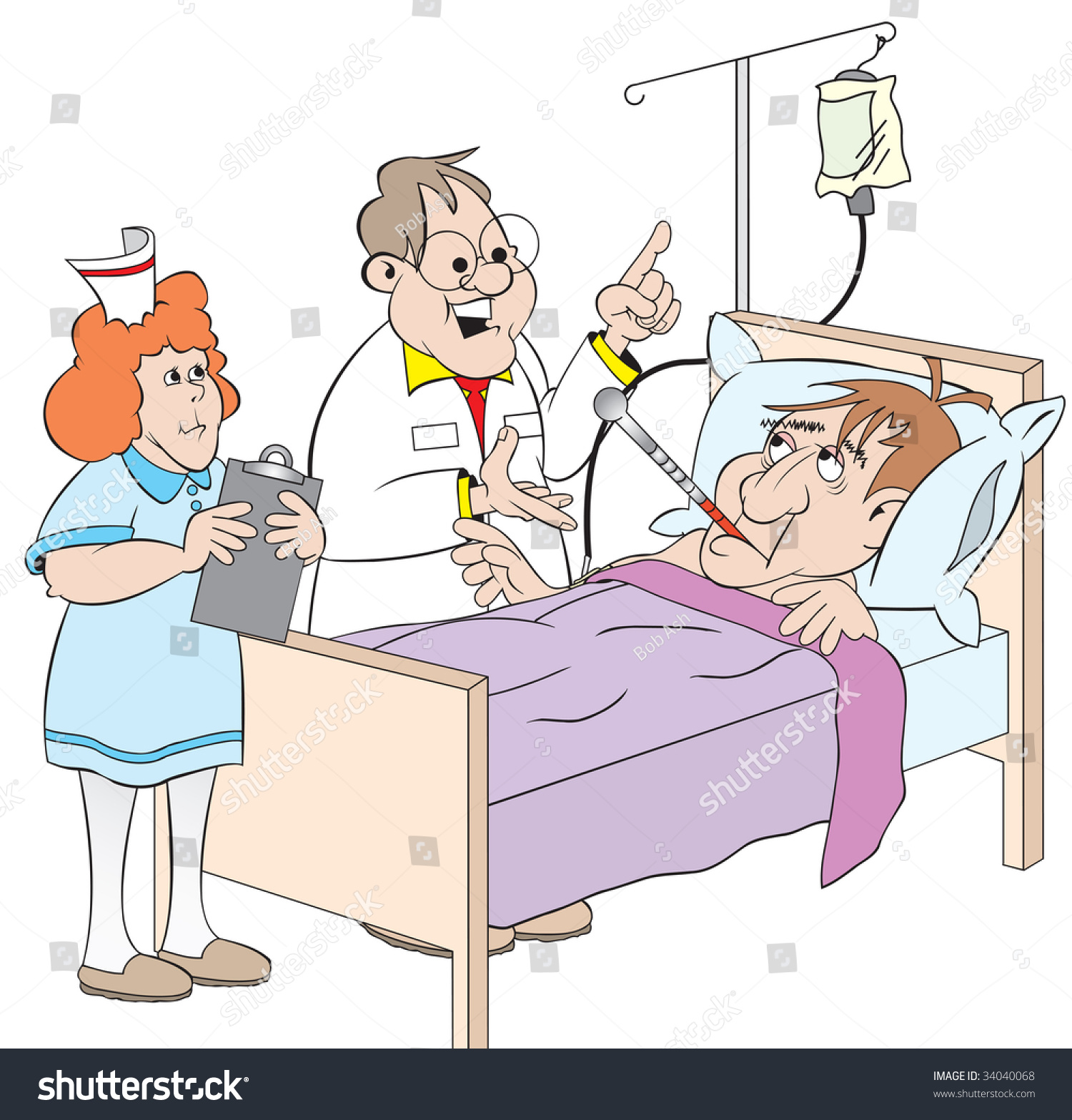 Cartoon Art Patient Hospital Bed Has Stock Illustration 34040068 ...