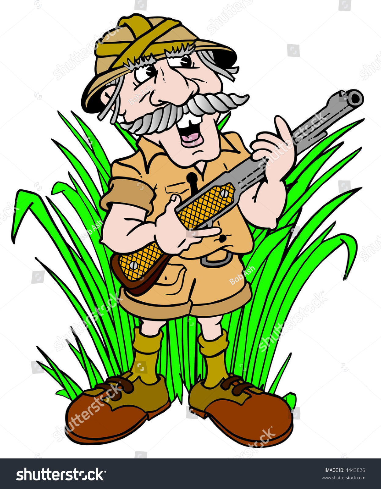 Cartoon Art Big Game Hunter Stock Illustration 4443826 - Shutterstock