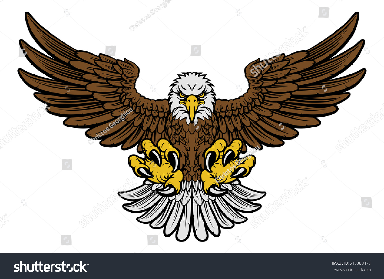 Cartoon Bald American Eagle Mascot Swooping Stock Illustration ...