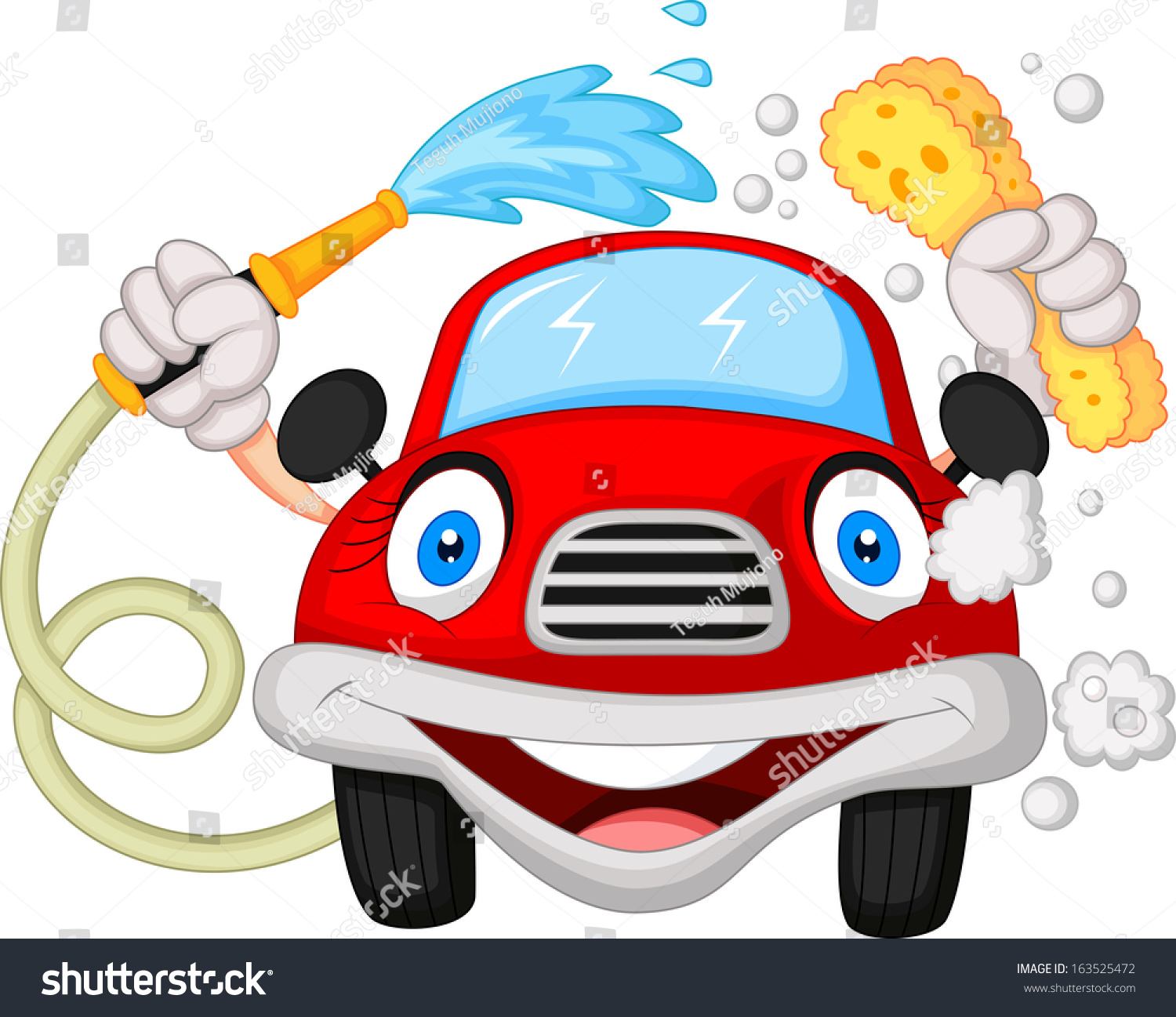 Cartoon Car Washing Water Pipe Sponge Stock Illustration 163525472 ...