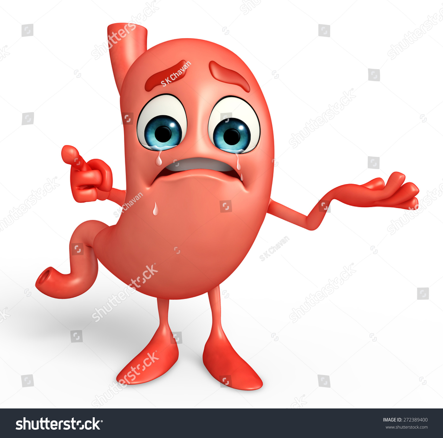 Cartoon Character Stomach Crying Stock Illustration 272389400 ...