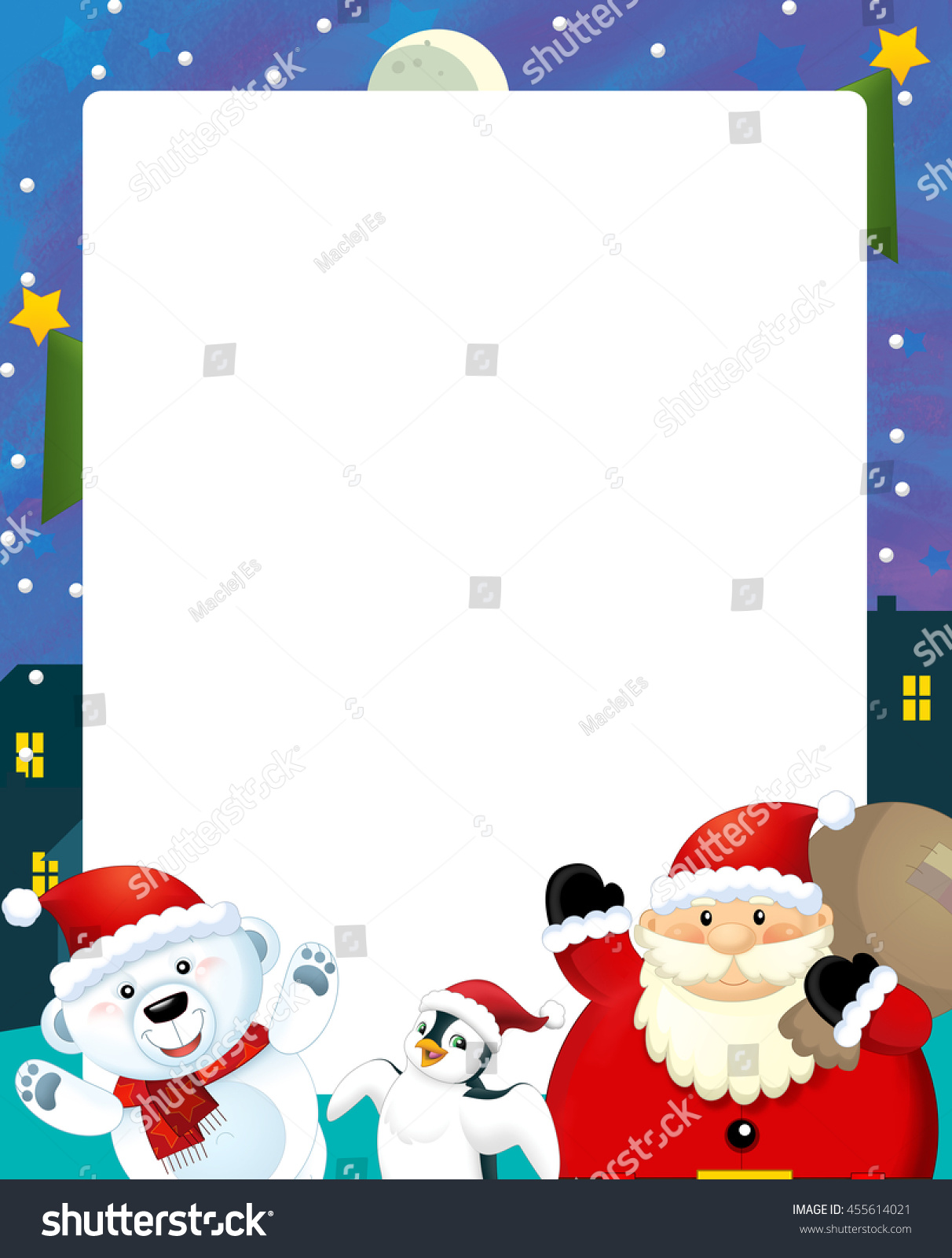 Cartoon Christmas Frame - Space For Text - Illustration For Children ...