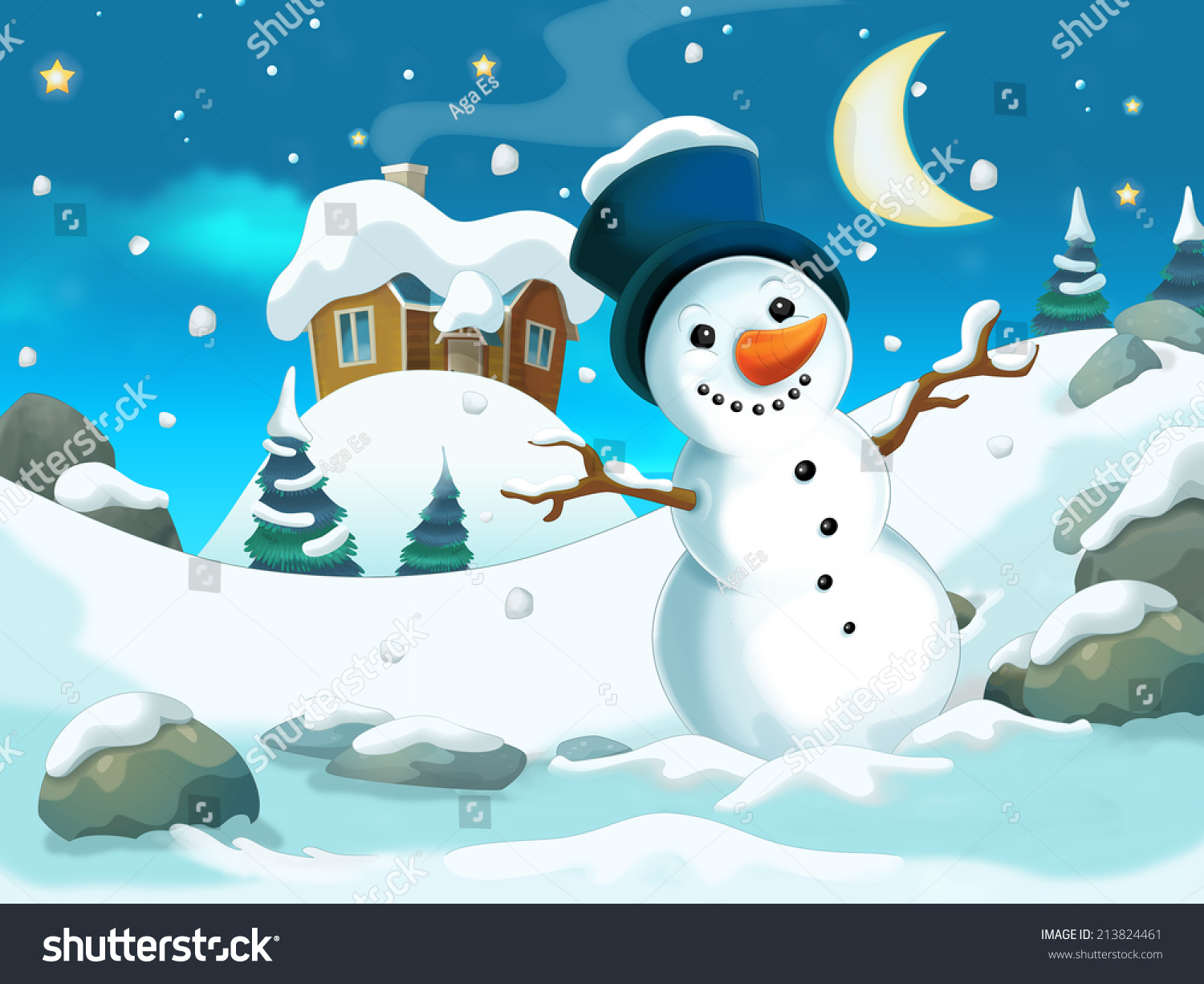 Cartoon Christmas Illustration Children Stock Illustration 213824461