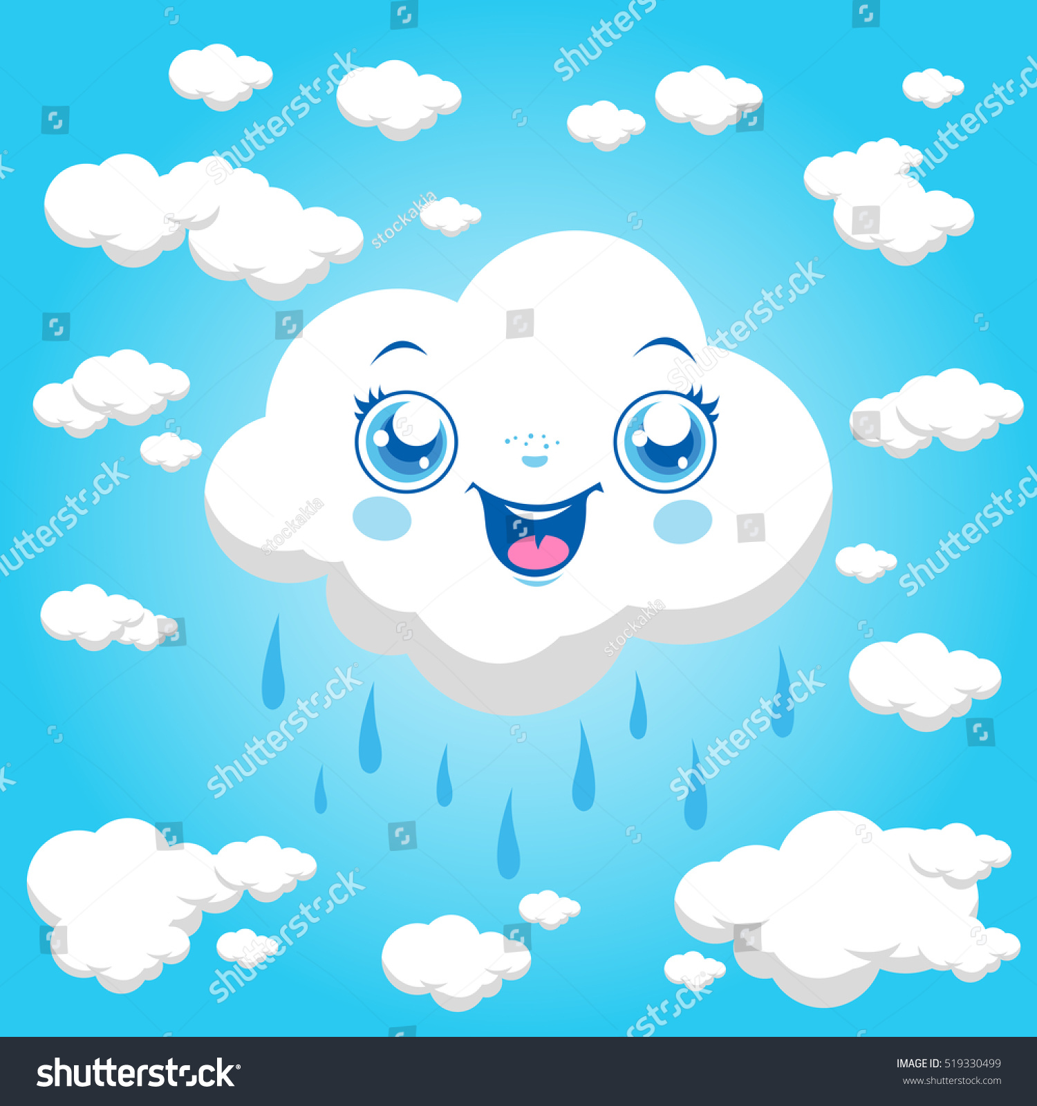 Cartoon Clouds Raining Stock Photo 519330499 : Shutterstock