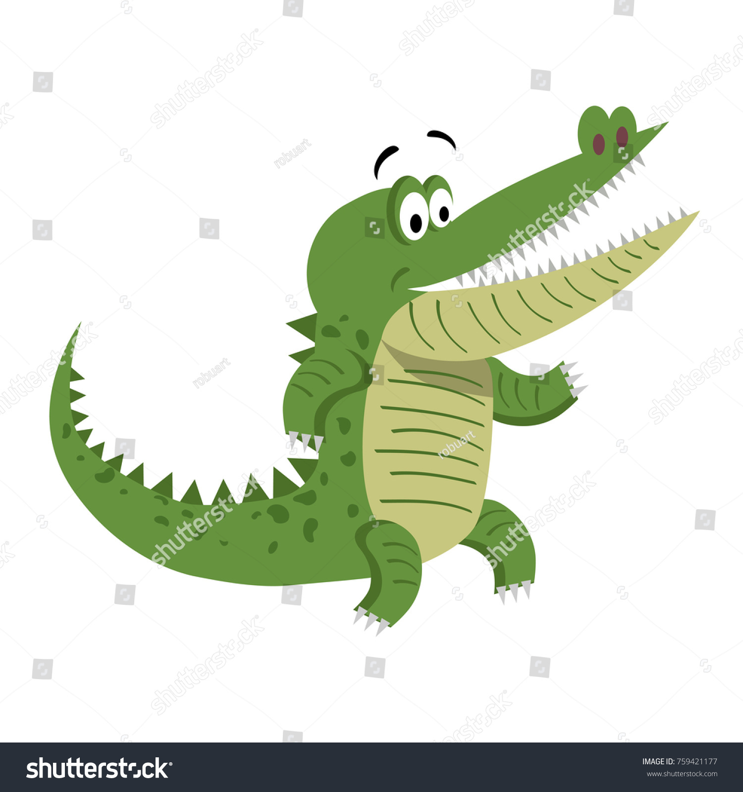 Cartoon Crocodile Standing Wide Open Mouth Stock Illustration 759421177