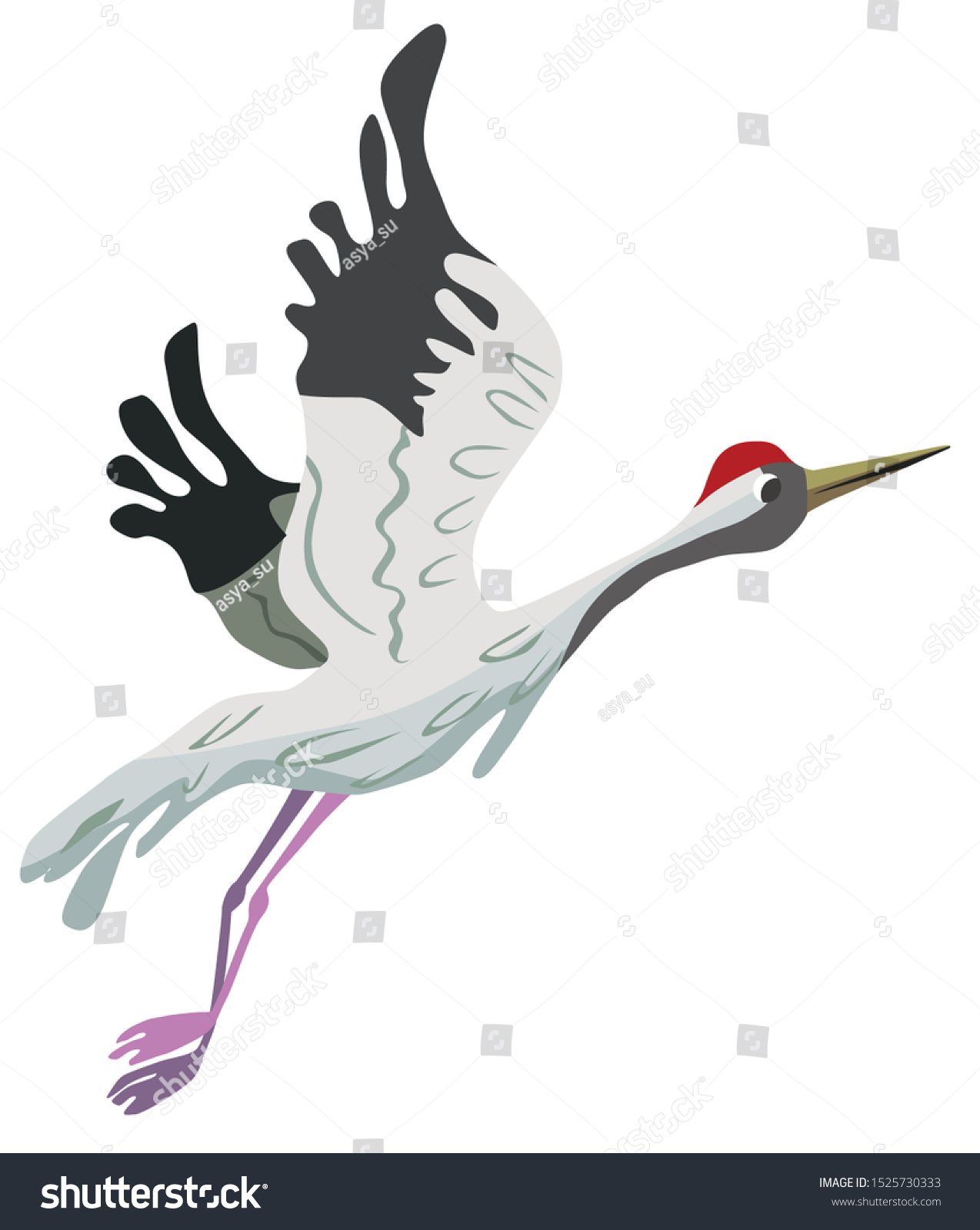 Cartoon Cute Crane Flat Illustration Stock Illustration 1525730333 ...