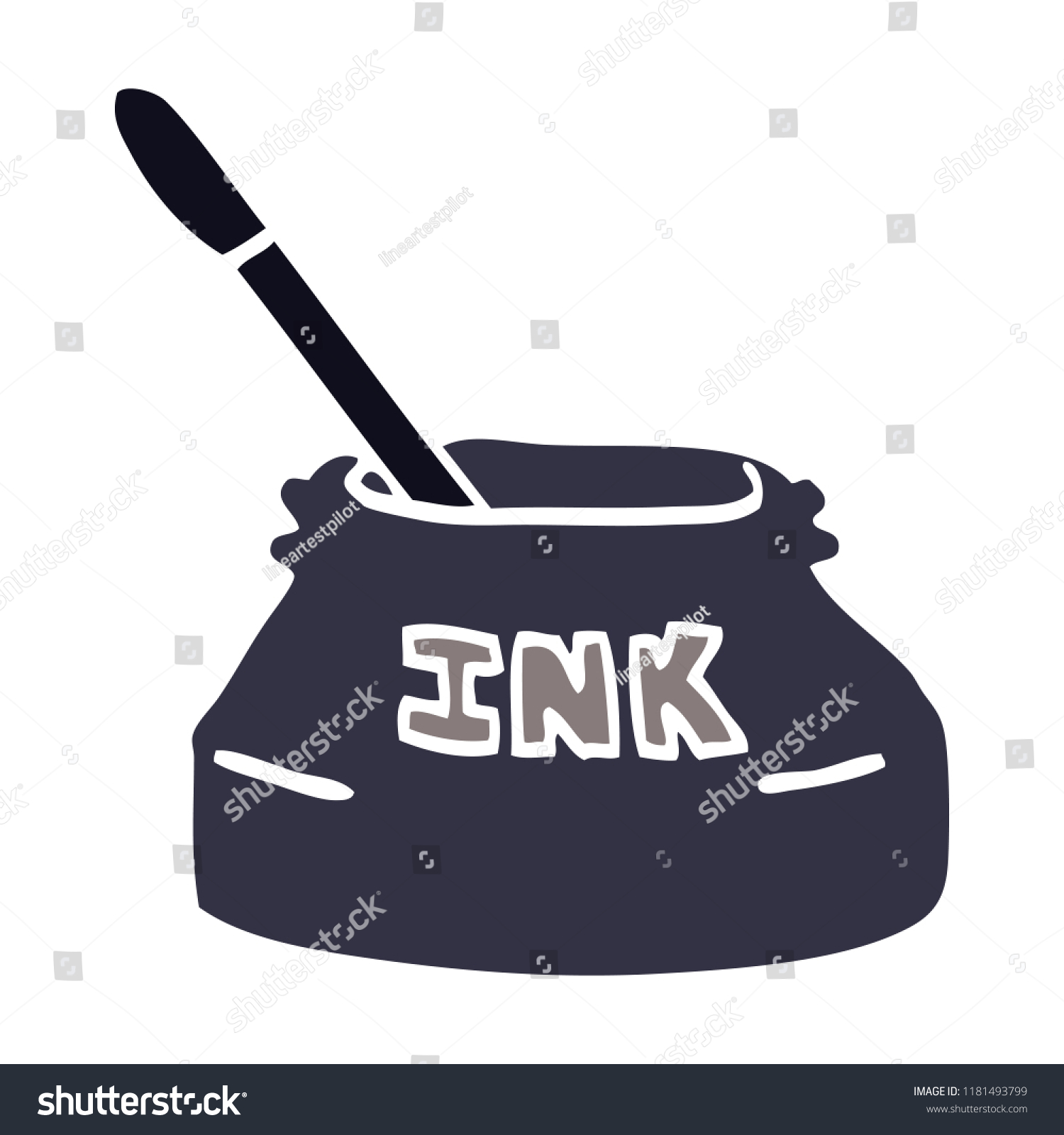 Cartoon Doodle Ink Pot Stock Illustration 1181493799 - Shutterstock