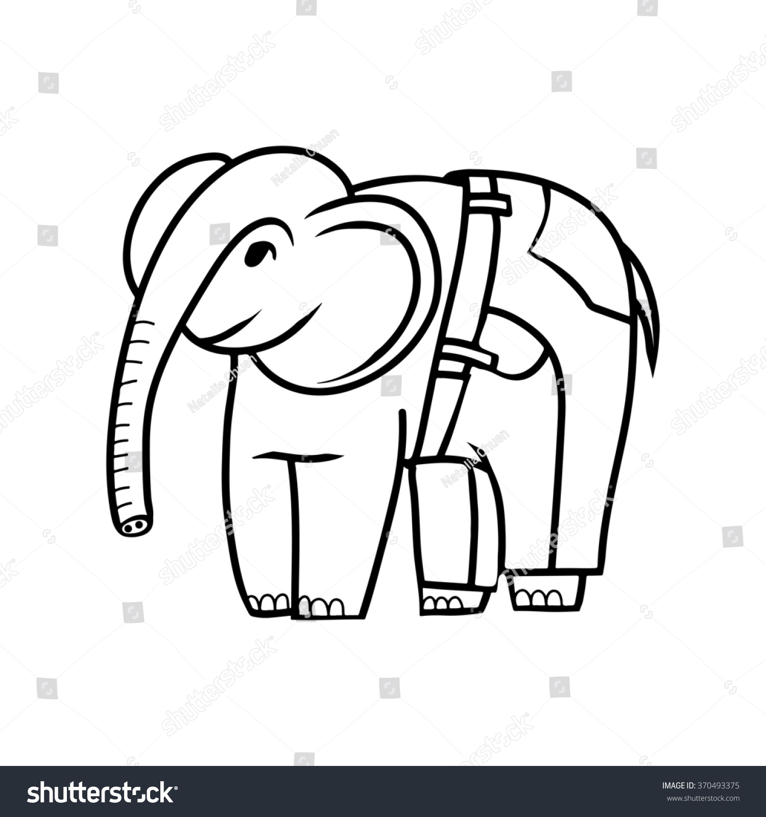 Cartoon Elephant Wearing Jeans Coloring Black Stock Illustration ...