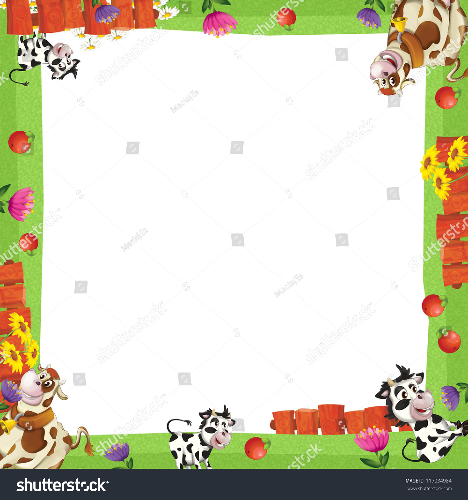 Cartoon Farm Frame - Illustration For The Children - 117034984 ...