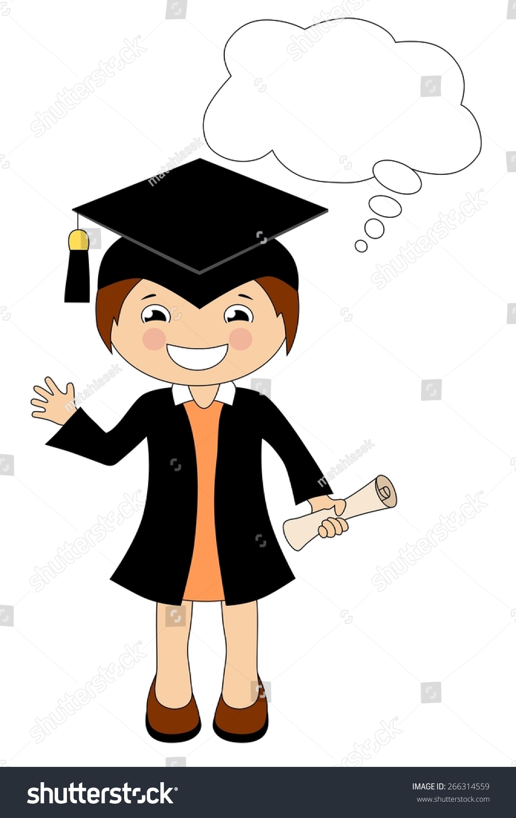 Cartoon Girl Cap Gown Graduate Speech Stock Illustration 266314559 ...