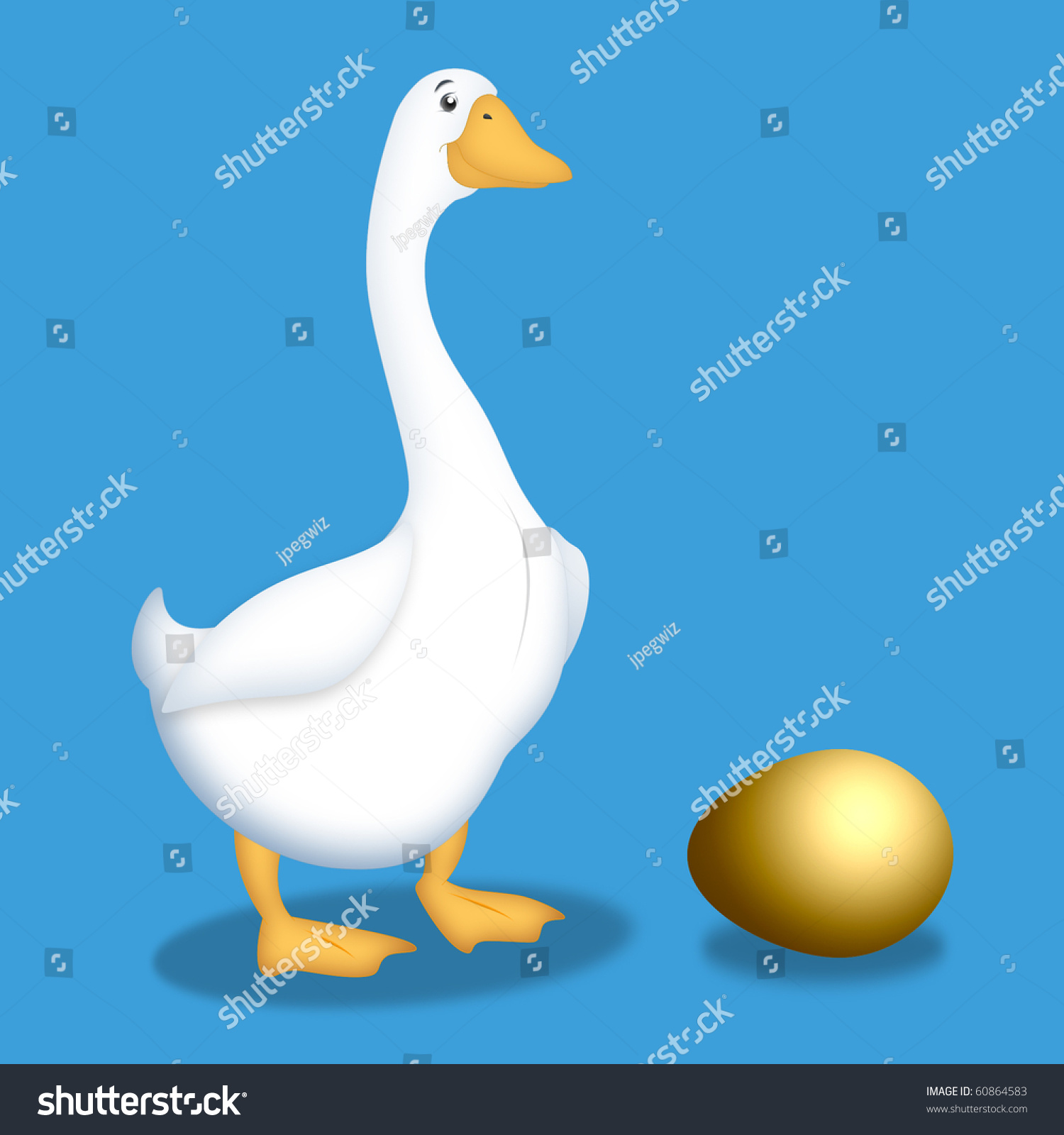 Cartoon Goose Golden Egg Next Her Stock Illustration 60864583 ...