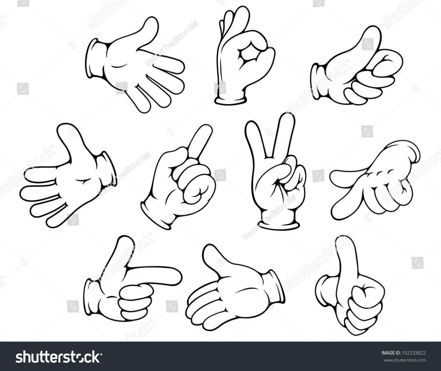 Cartoon Hand Gestures Set Advertising Design Stock Illustration ...