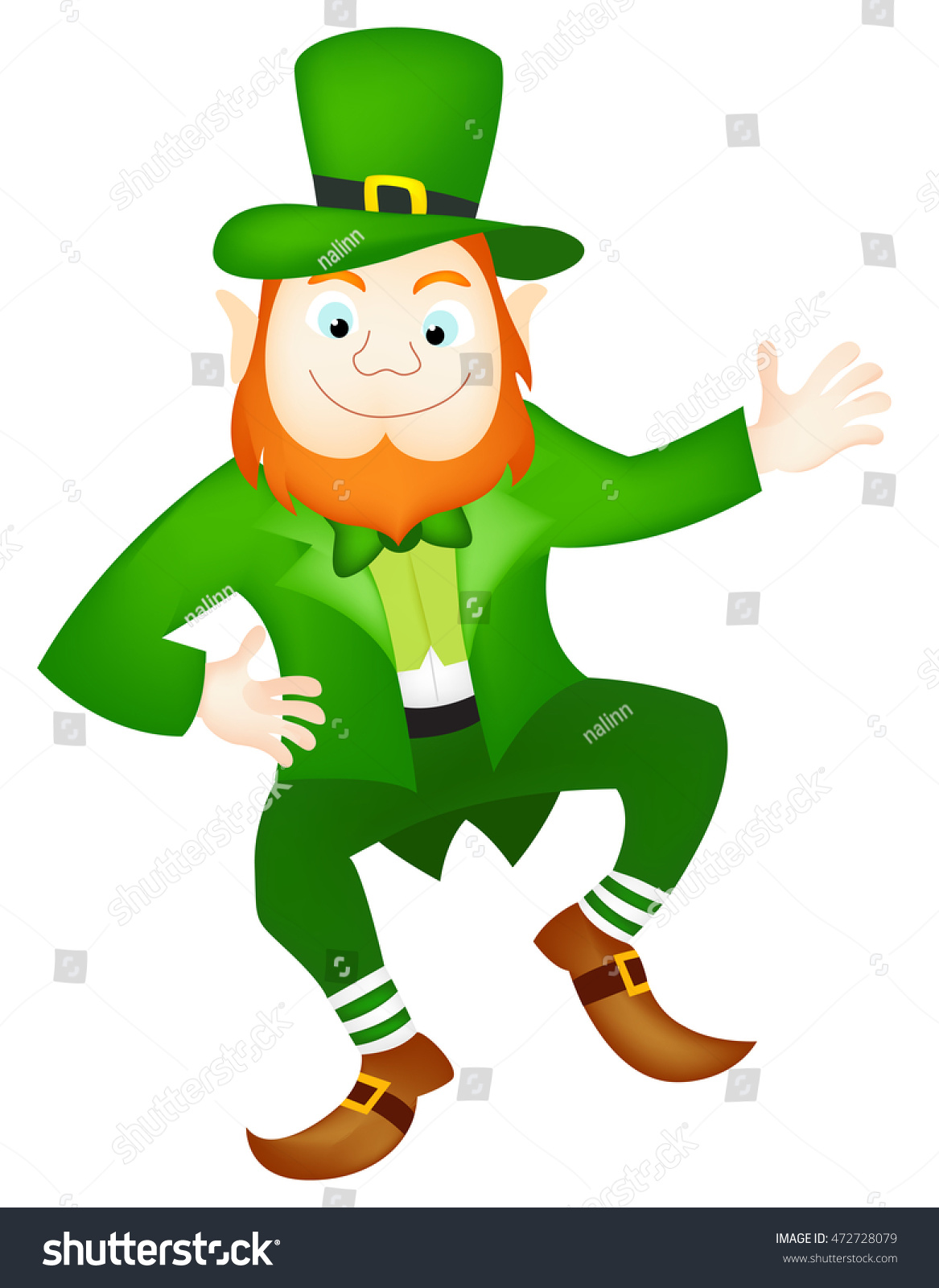 Cartoon Happy Leprechaun Waving Hand Stock Illustration 472728079 ...