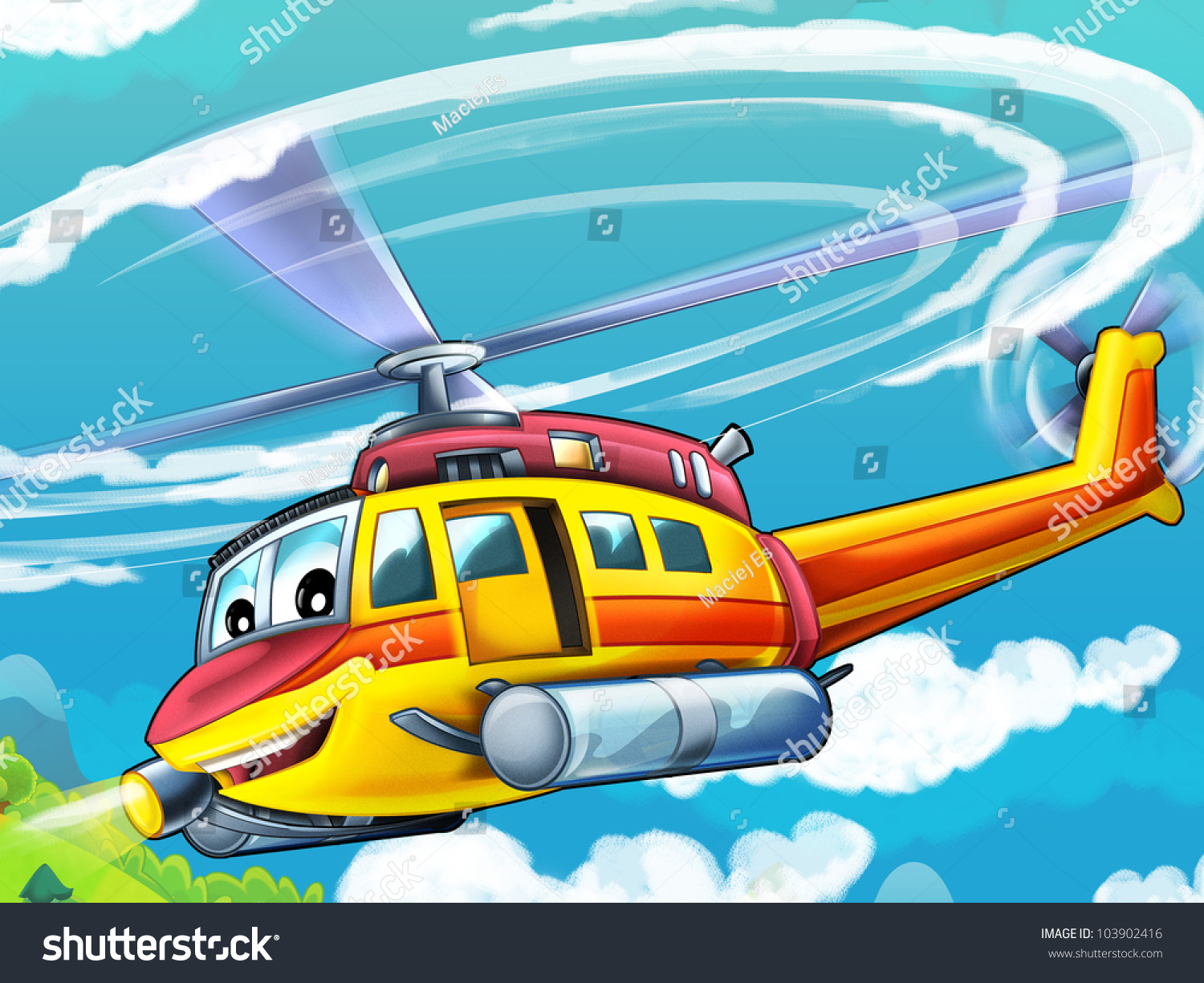 Cartoon Helicopter 2 Stock Illustration 103902416 - Shutterstock