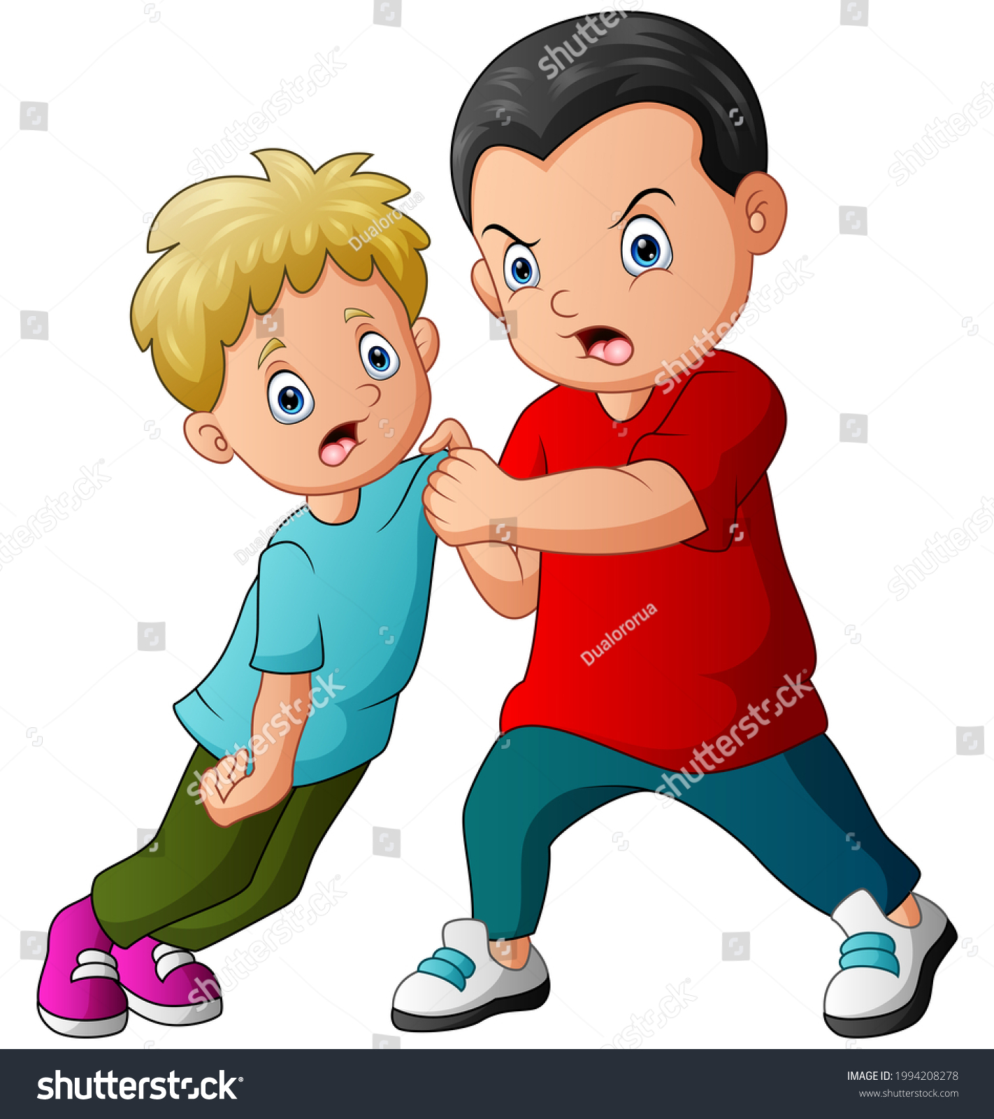 Cartoon Illustration Boy Bullying Little Kid Stock Illustration 1994208278