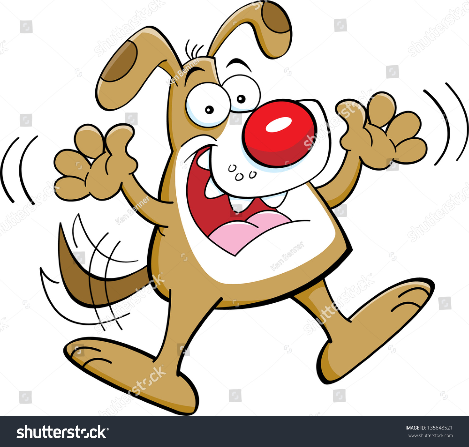 Cartoon Illustration  Happy  Dog  Jumping Stock Illustration  