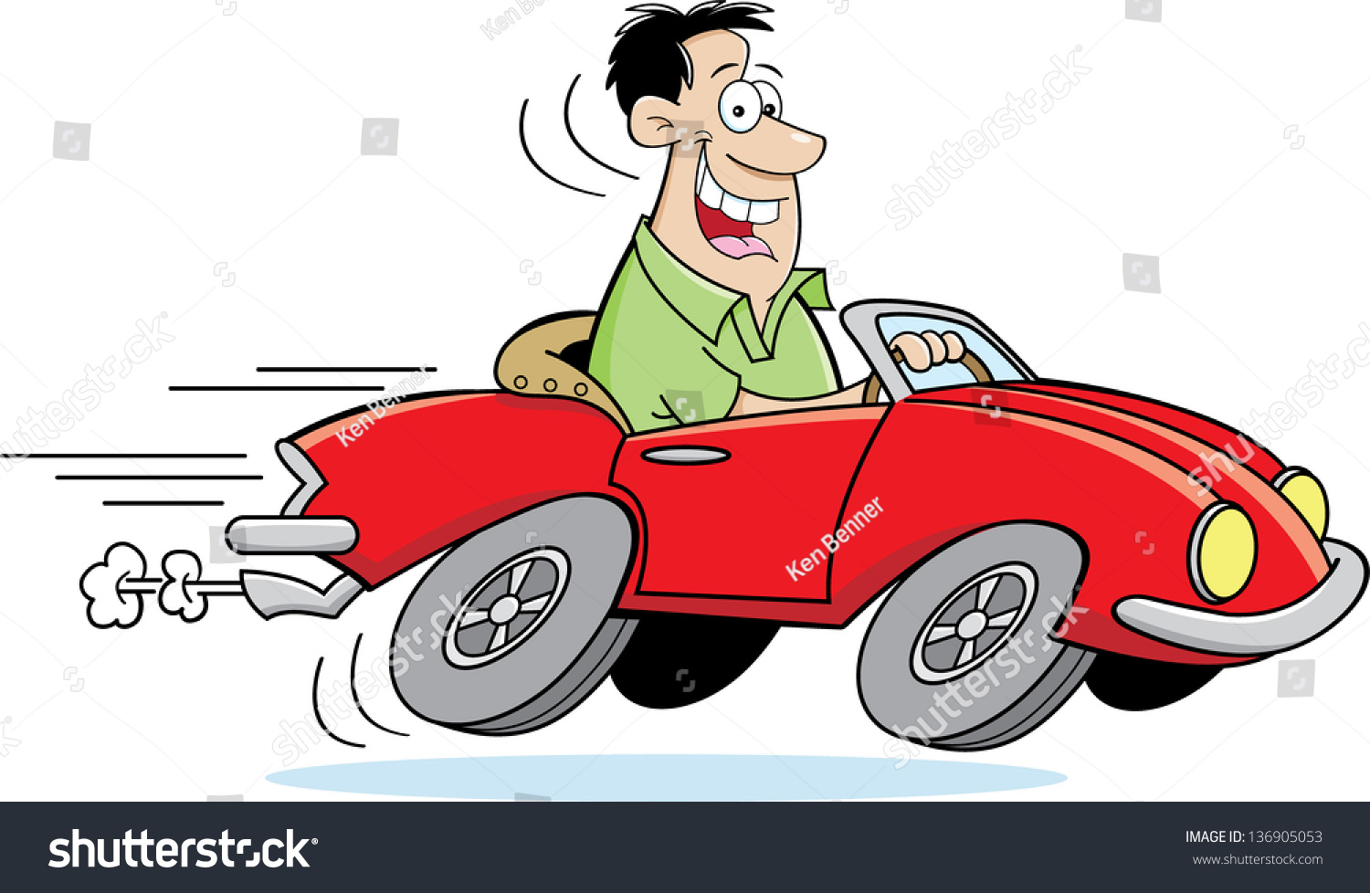 Cartoon Illustration Man Driving Car arkistokuvitus 136905053
