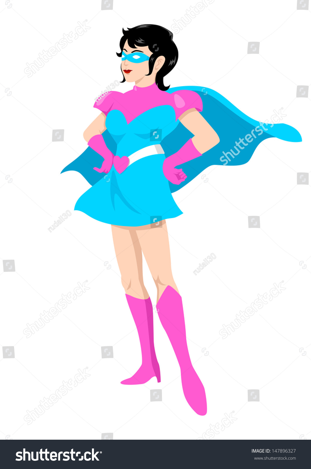 Cartoon Illustration Woman Figure Superhero Suit Stock Illustration ...