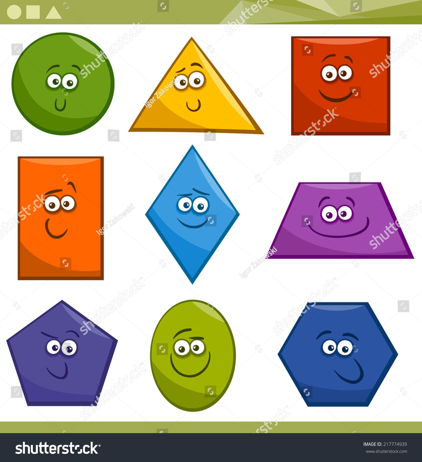 Cartoon Illustration Basic Geometric Shapes Funny Stock Illustration ...