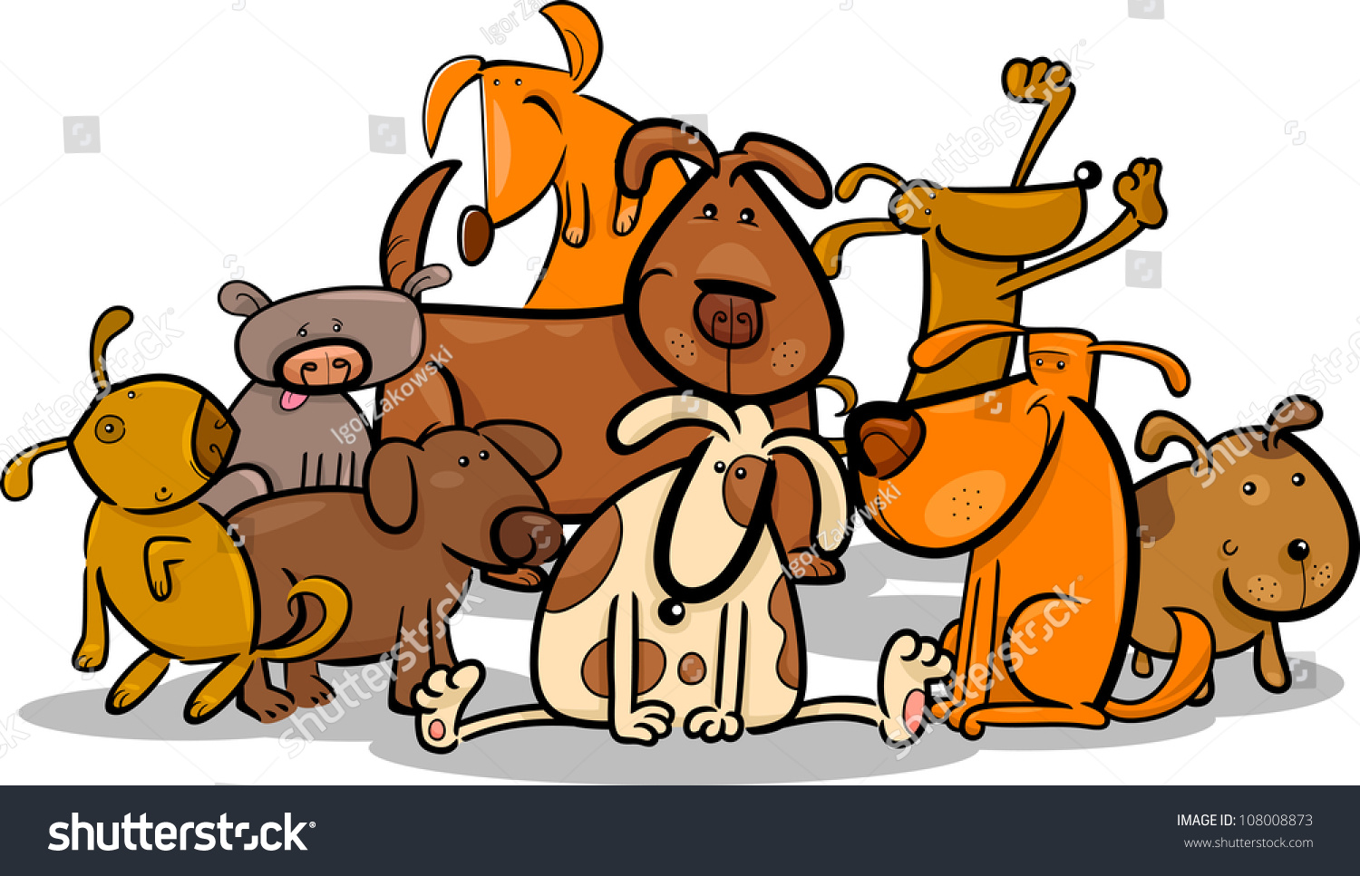 Cartoon Illustration Of Cute Dogs Or Puppies Group - 108008873 ...