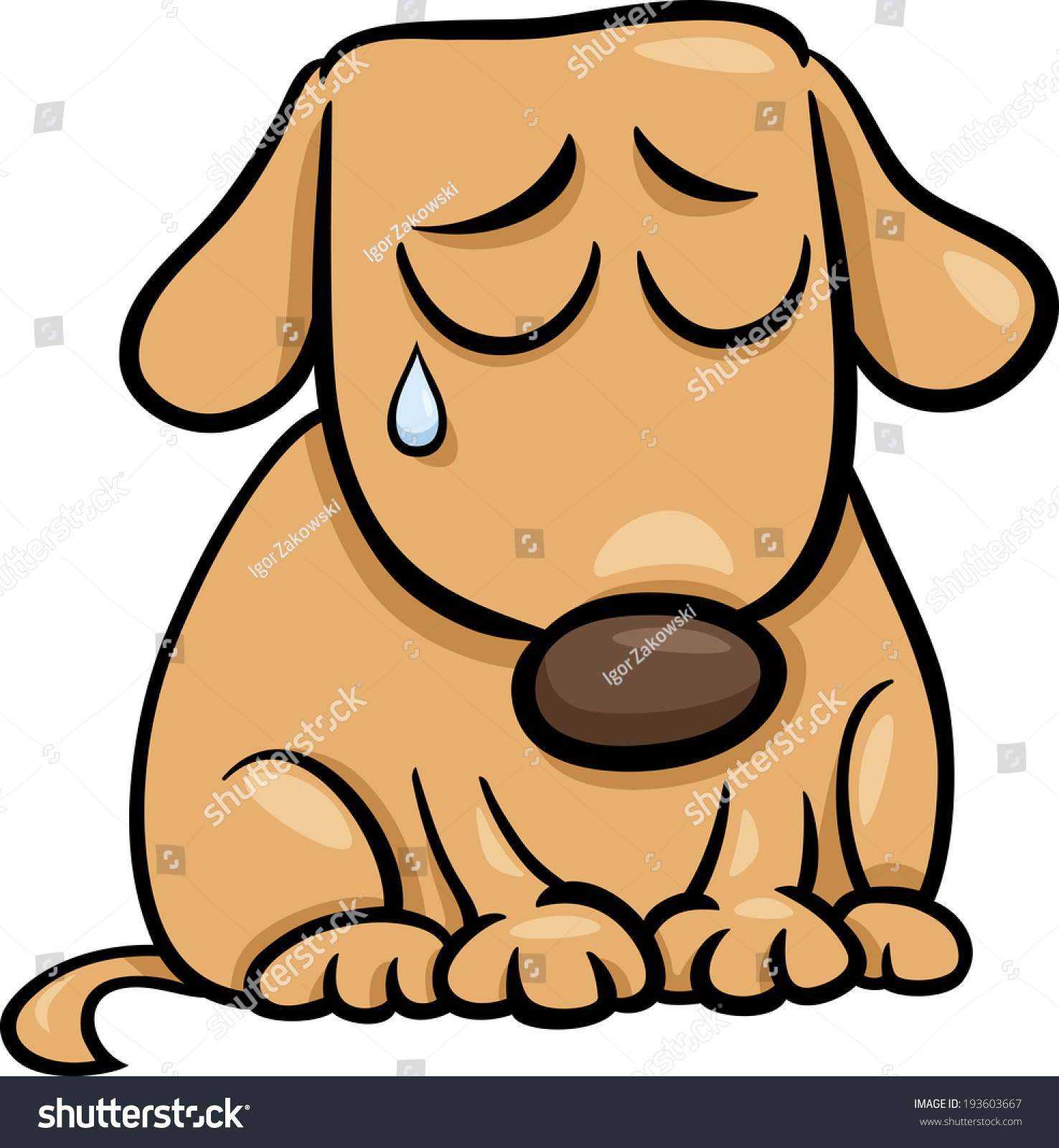 Cartoon Illustration Cute Sad Dog Puppy Stock Illustration 193603667