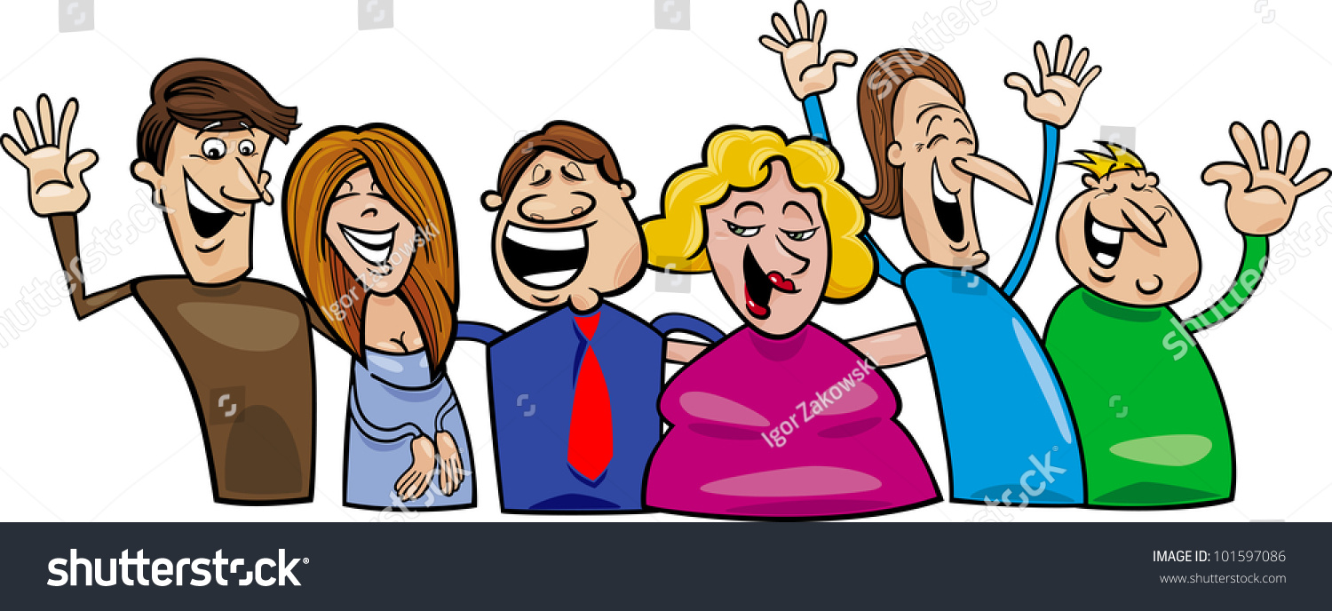 Cartoon Illustration Of Hugging Happy People Group - 101597086 ...