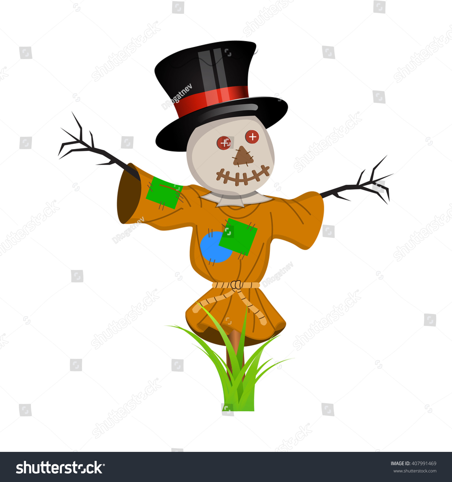 Cartoon Illustration Scarecrow Isolated On White Stock Illustration