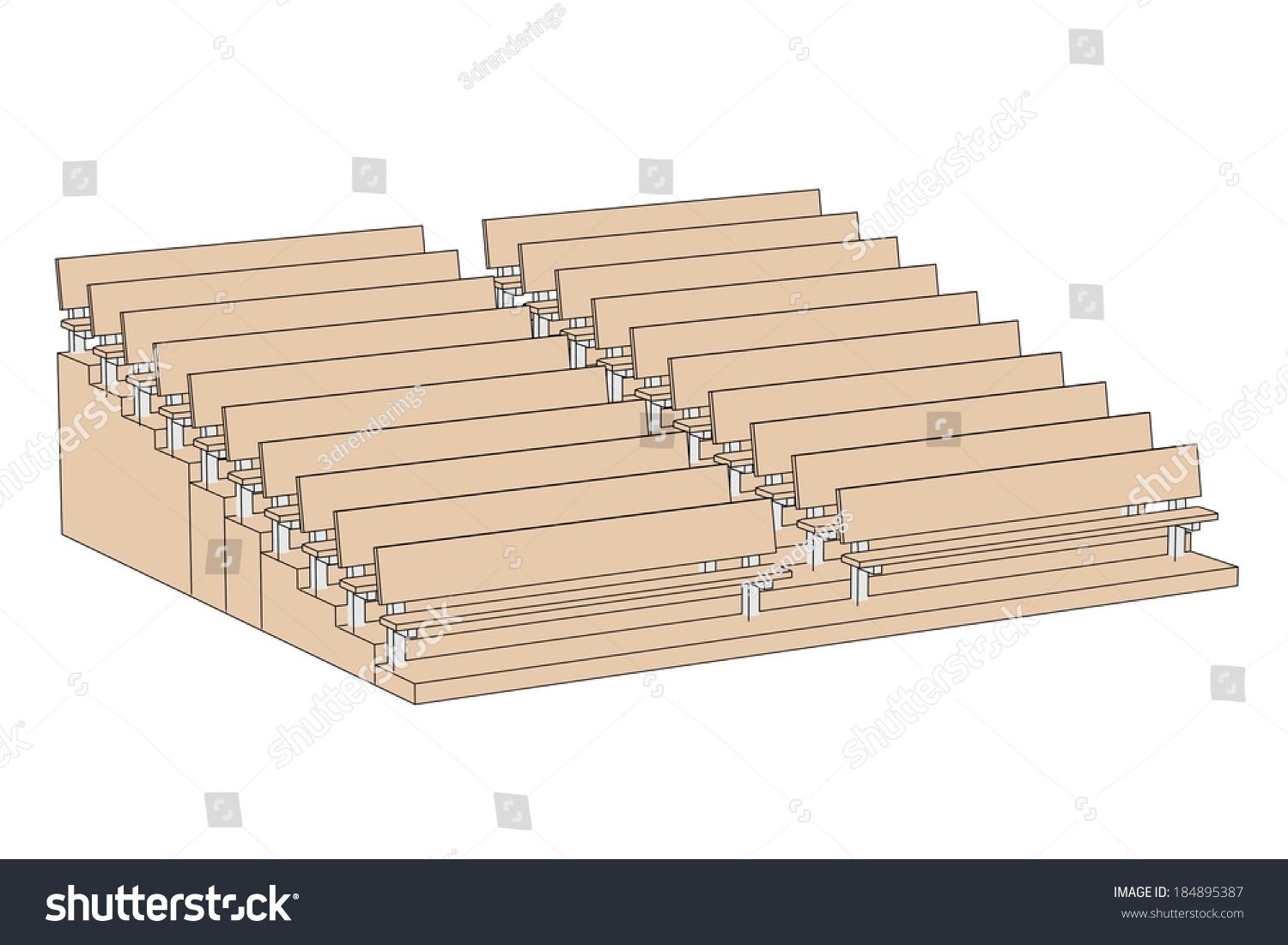 Cartoon Illustration Stadium Bench Stock Illustration 184895387 ...