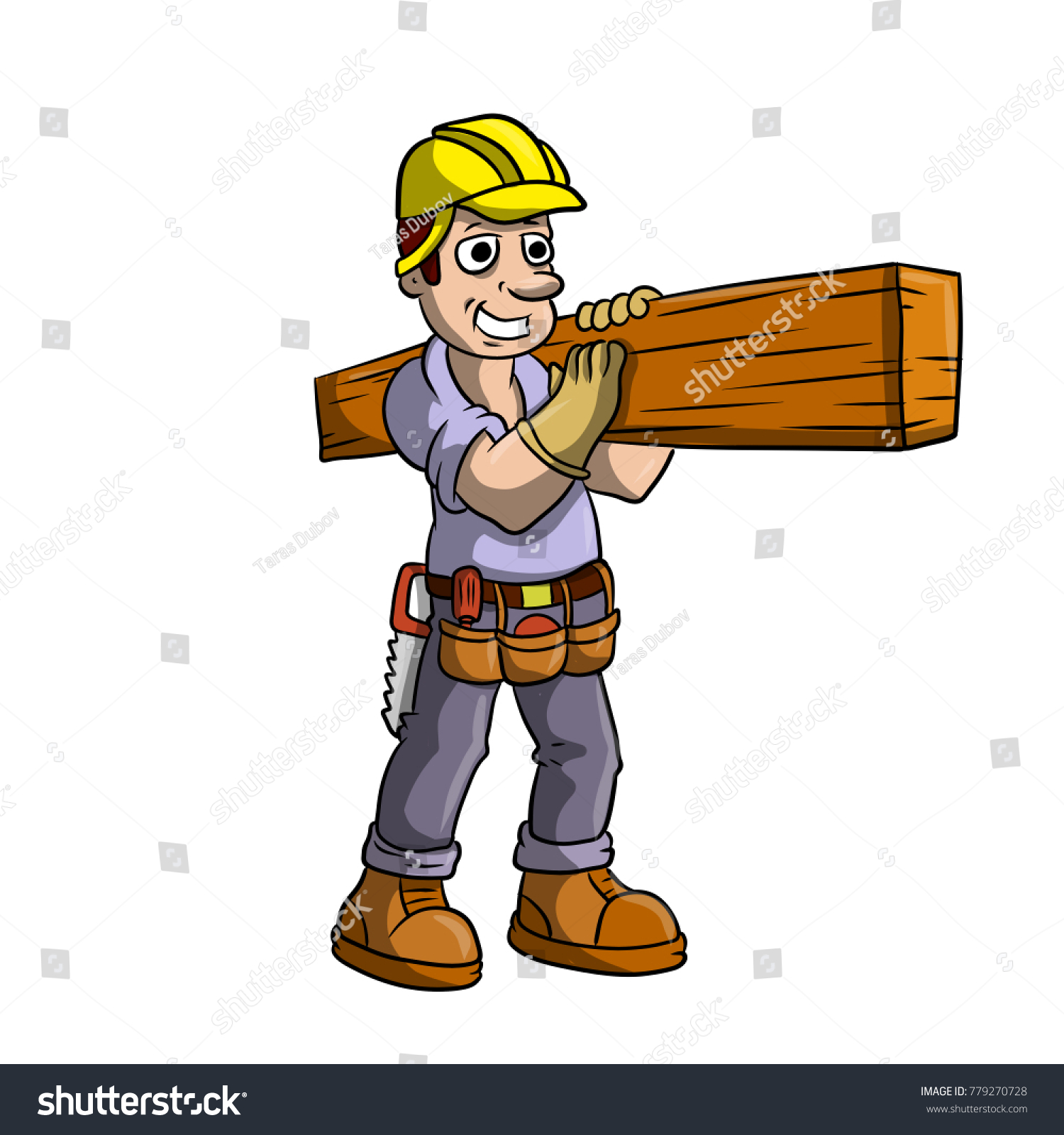 Cartoon Illustration Profession Worker Carpenter Joiner Stock ...