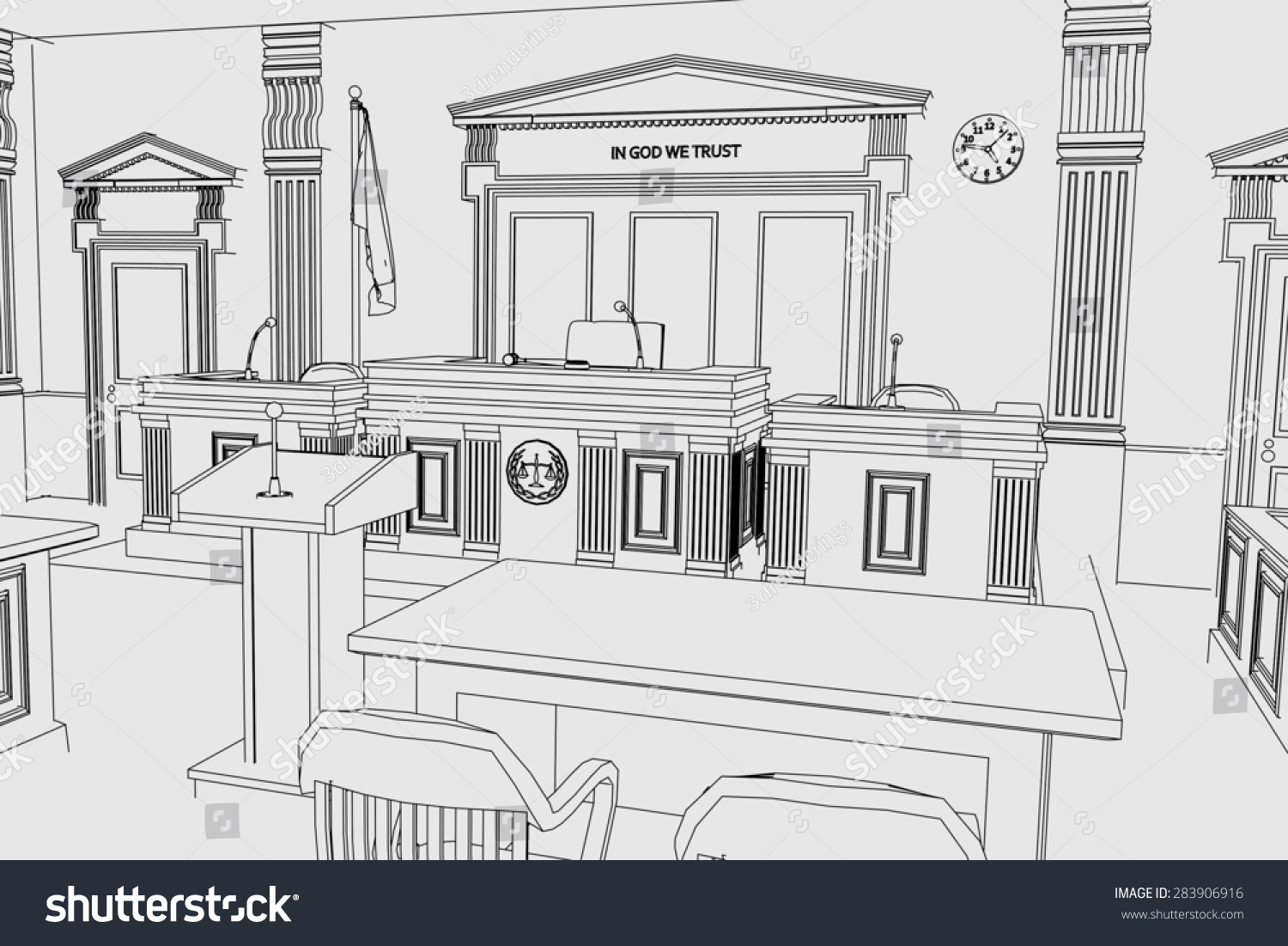 Cartoon Image Court Room Stock Illustration