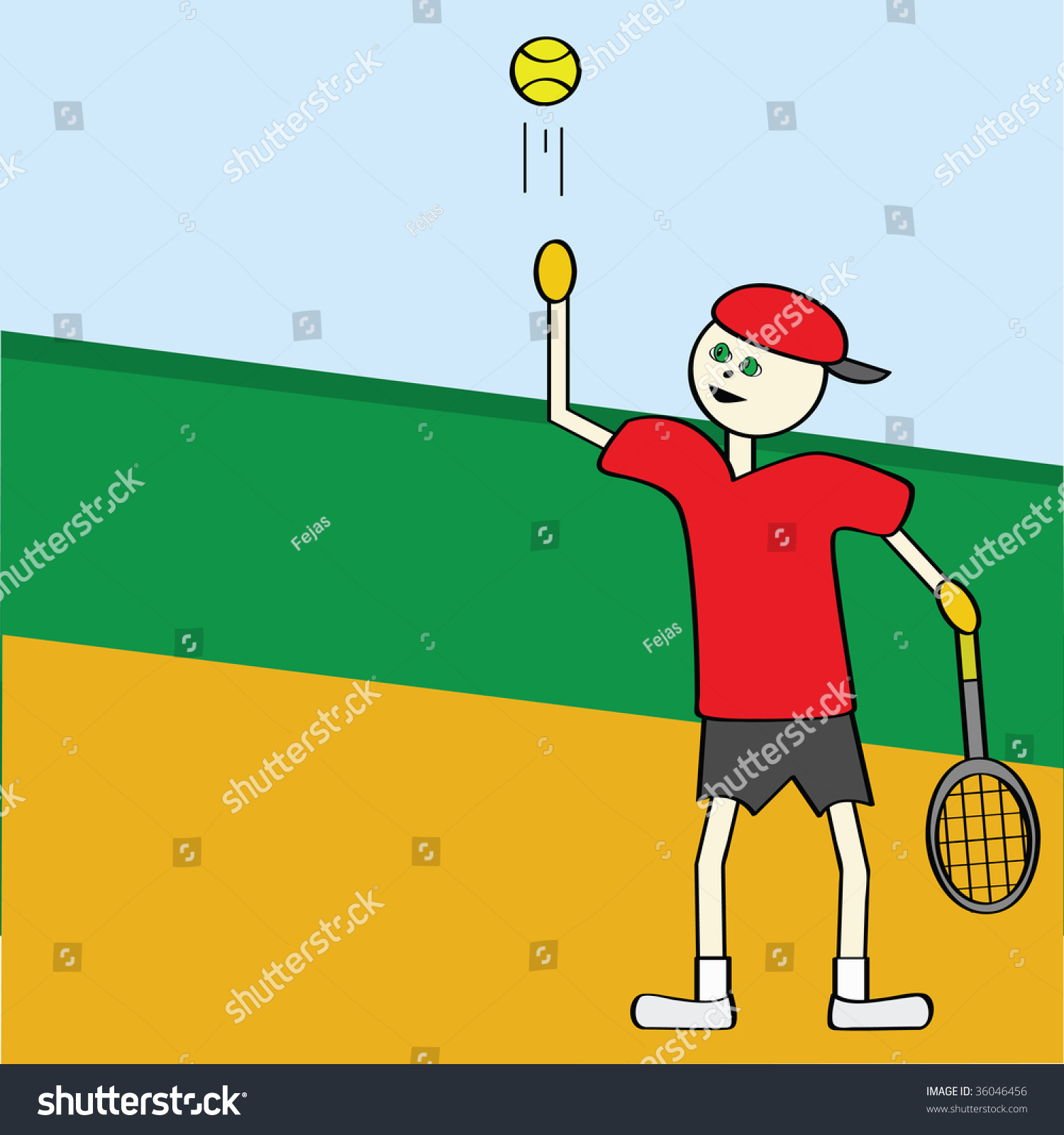Cartoon Jpeg Illustration Of A Boy Playing Tennis - 36046456 : Shutterstock