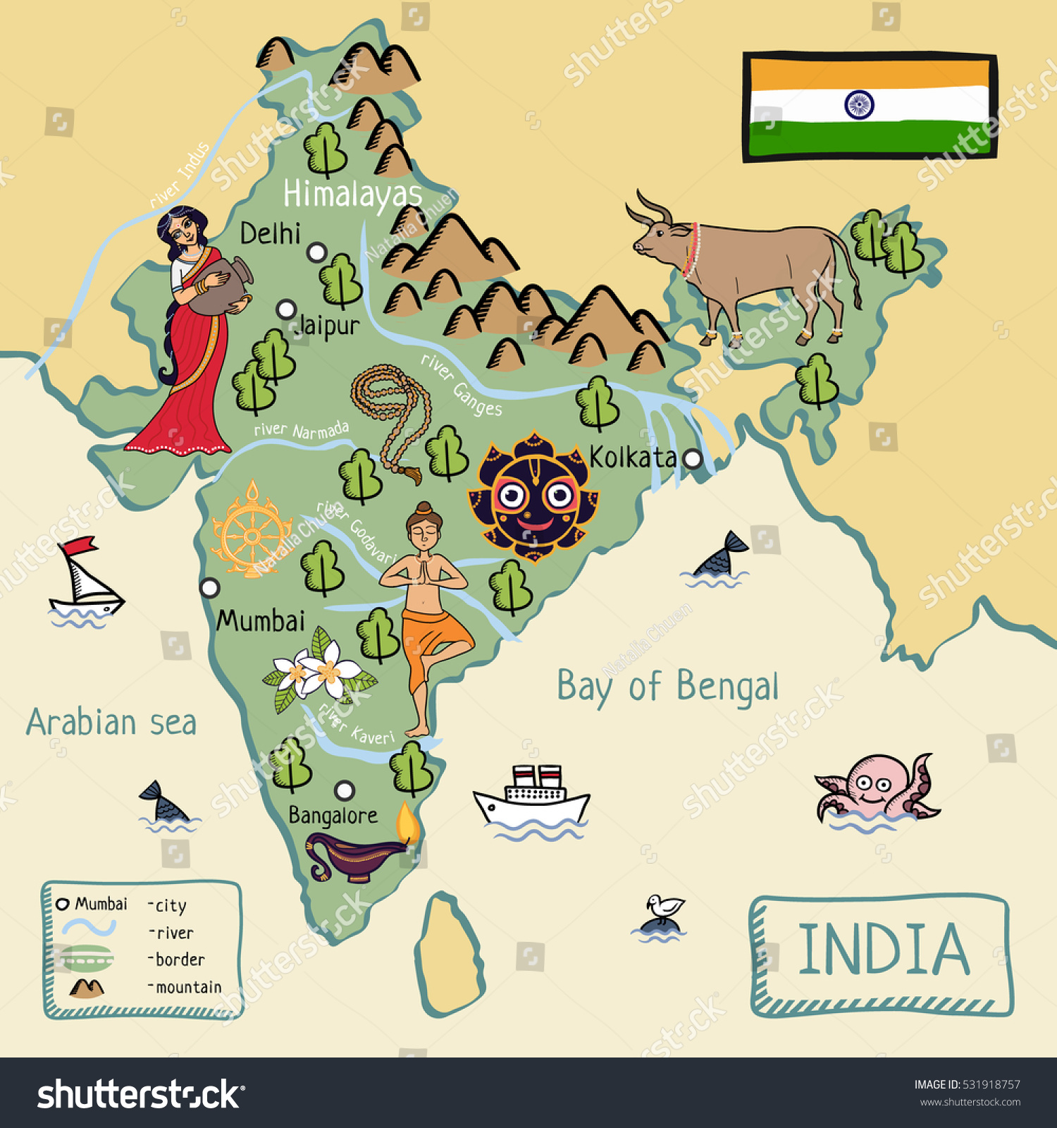 Cartoon Map India Stock Illustration 531918757 - Shutterstock