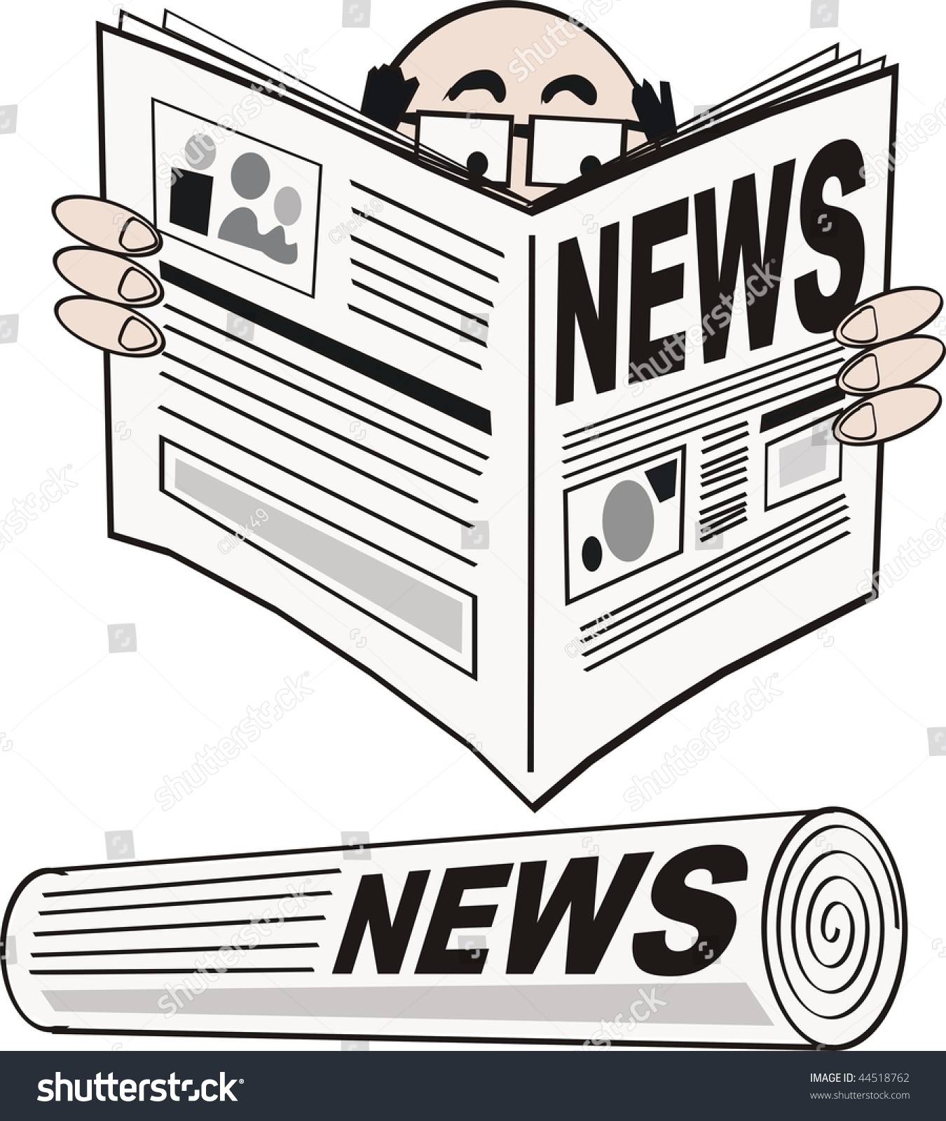 Cartoon Of Man Reading Newspaper. Stock Photo 44518762 : Shutterstock