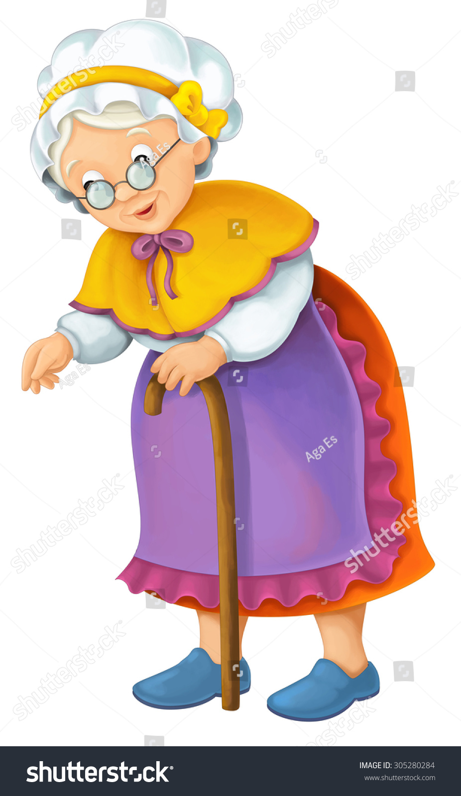 Cartoon Older Woman - Illustration For The Children - 305280284 ...