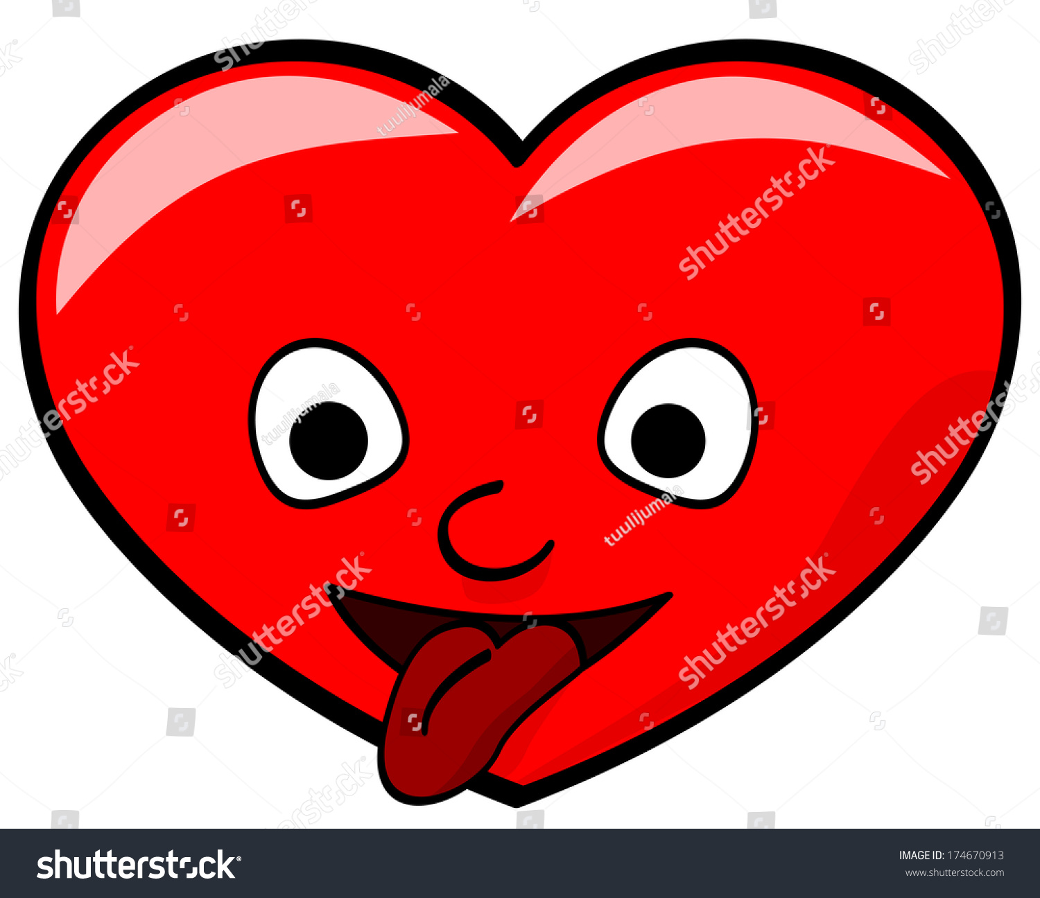 Cartoon Red Heart Showing Tongue Isolated Stock Illustration 174670913