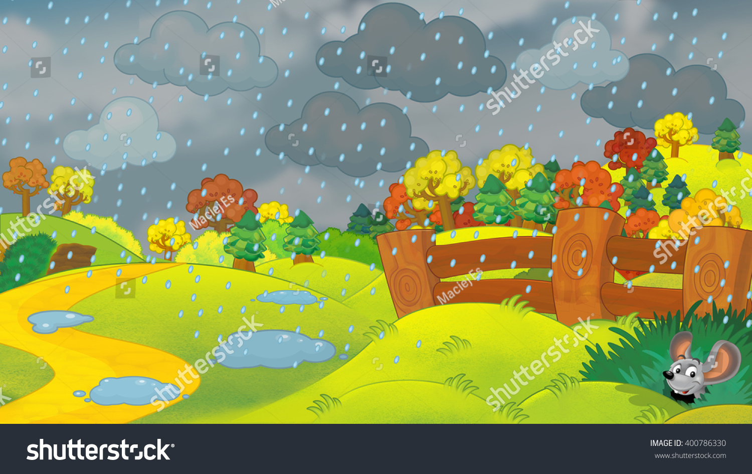 Rainy Day Cartoon Background