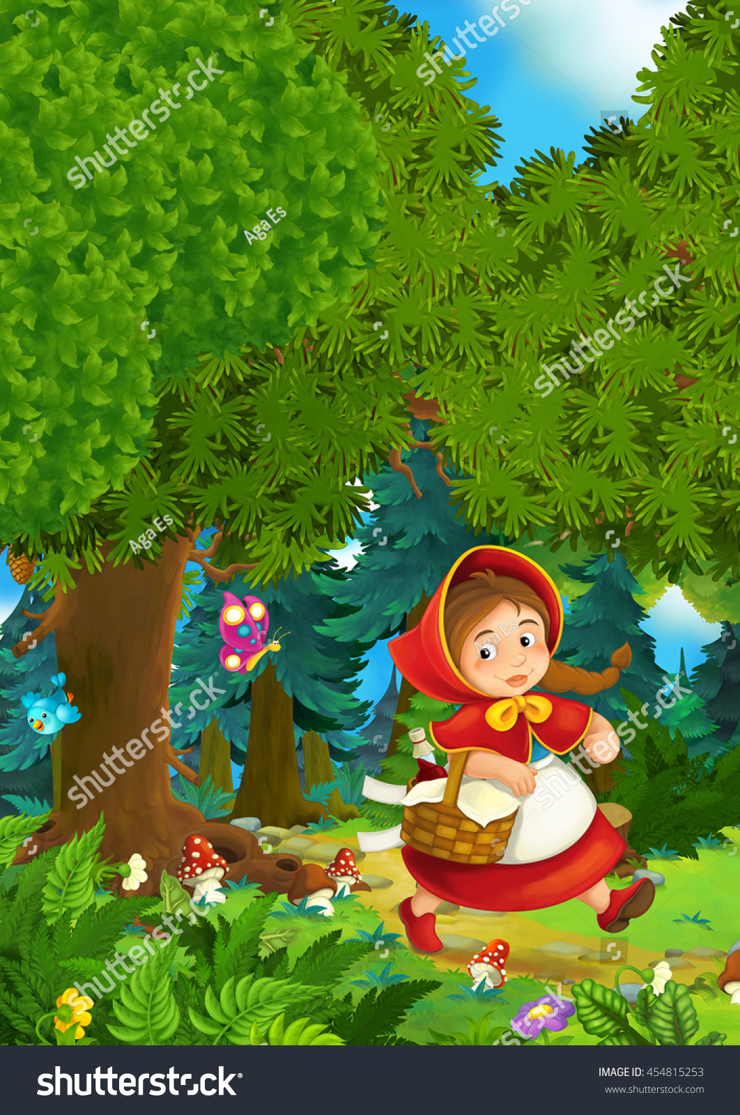 Cartoon Scene On Happy Girl Inside Stock Illustration 454815253 ...