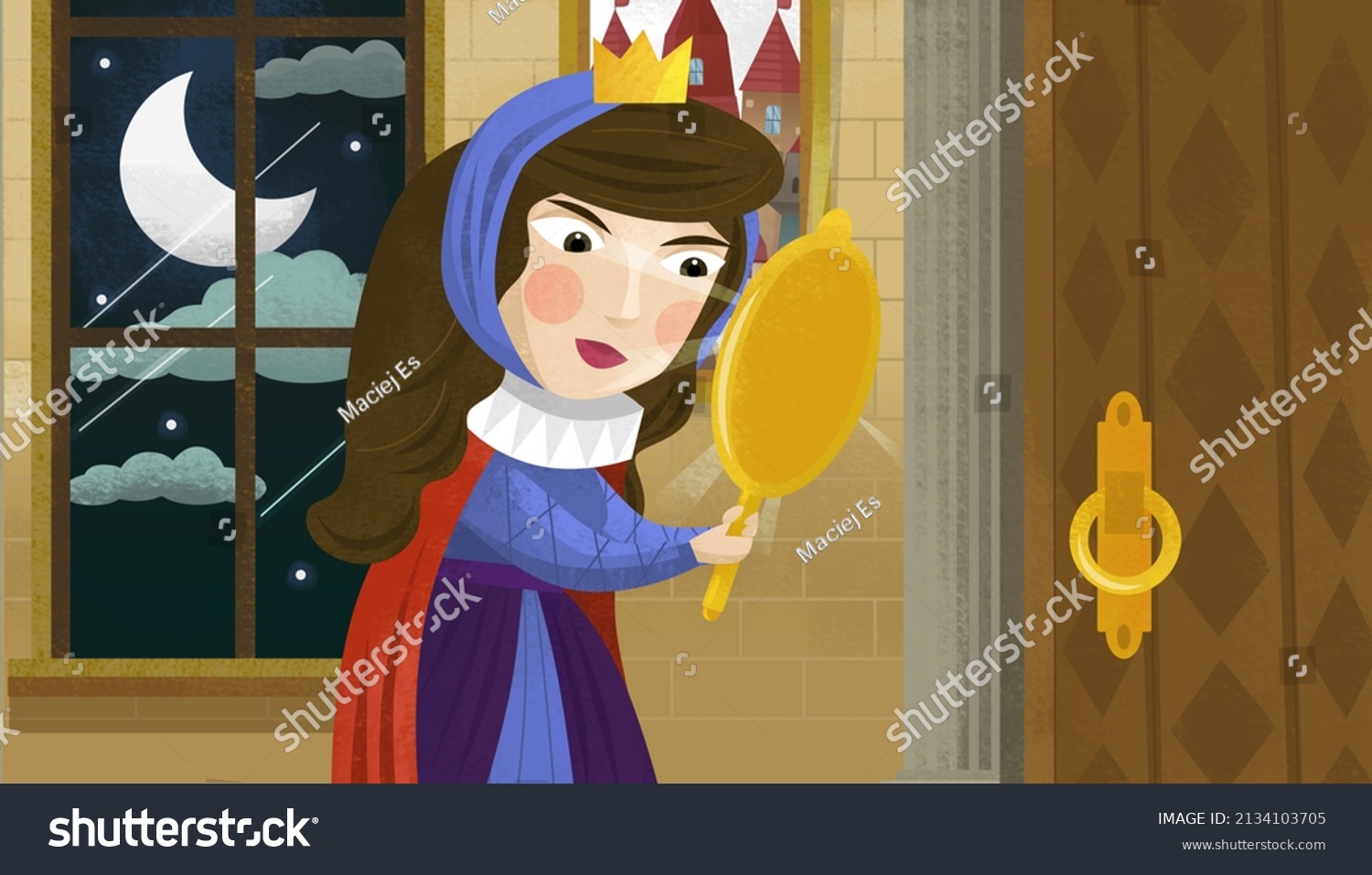 Cartoon Scene Queen Princess Castle Illustration Stock Illustration ...