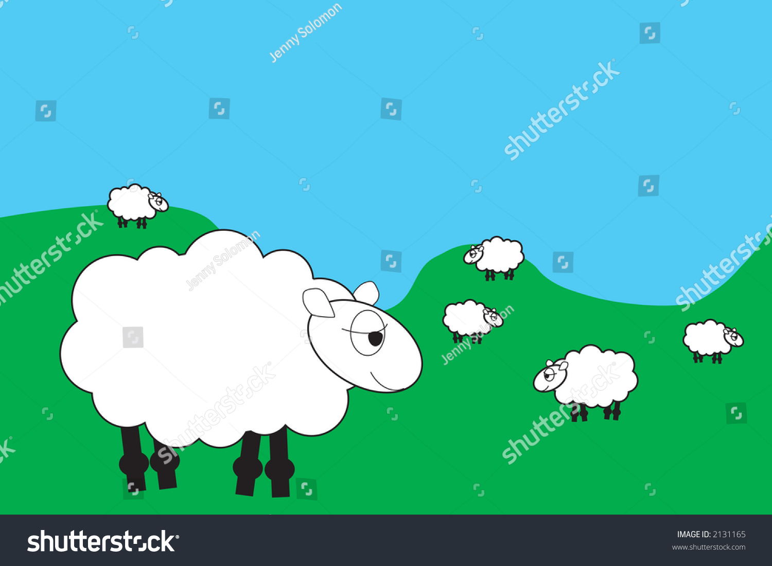 Cartoon Sheep In A Field Stock Photo 2131165 : Shutterstock