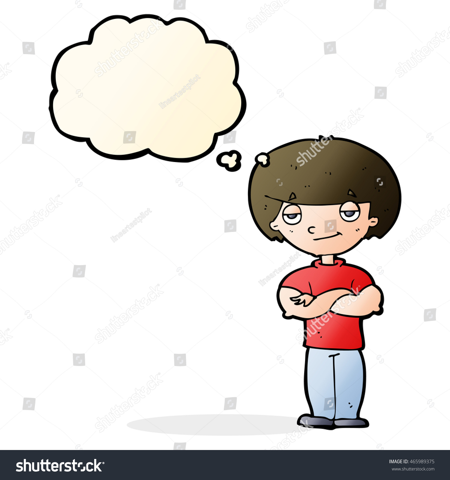 Cartoon Smug Looking Man With Thought Bubble Stock Photo 465989375 ...