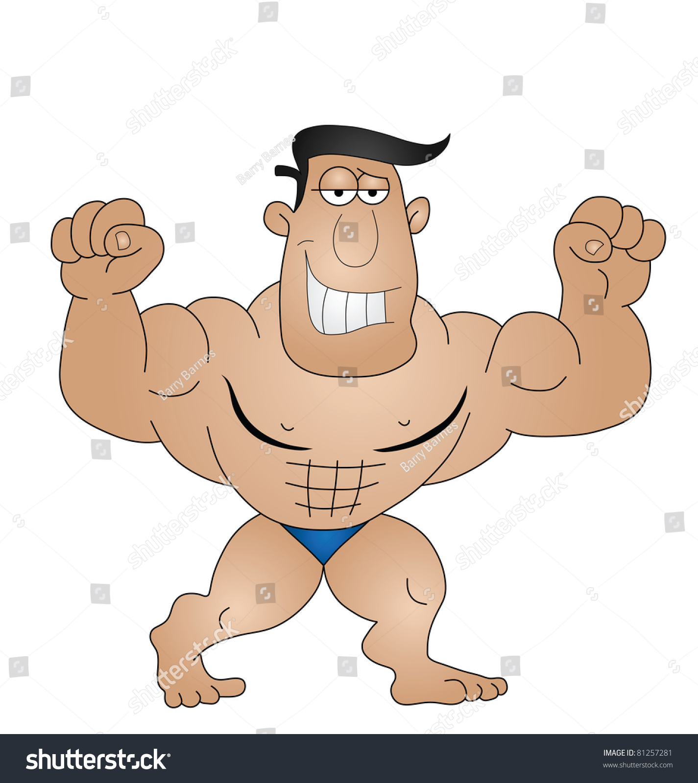 Cartoon Strong Man Isolated On White Stock Illustration 81257281