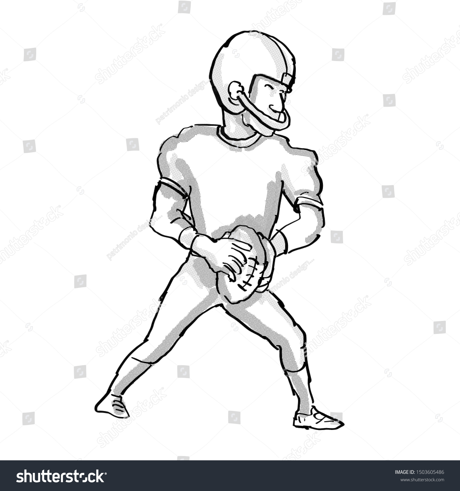 Cartoon Style Illustration American Football Player Stock Illustration ...